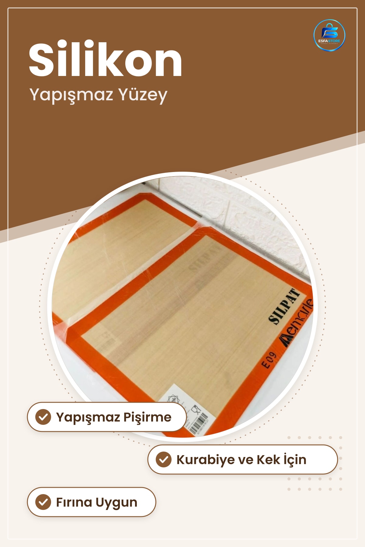 Fırın Matı Silikon Kaplı Yapışmaz Pişirme Altlığı Kurabiye Kek Kalıbı Mutfak Kağıt Alternatifi