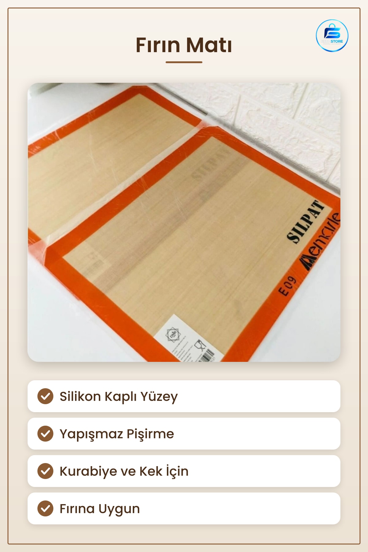 Fırın Matı Silikon Kaplı Yapışmaz Pişirme Altlığı Kurabiye Kek Kalıbı Mutfak Kağıt Alternatifi