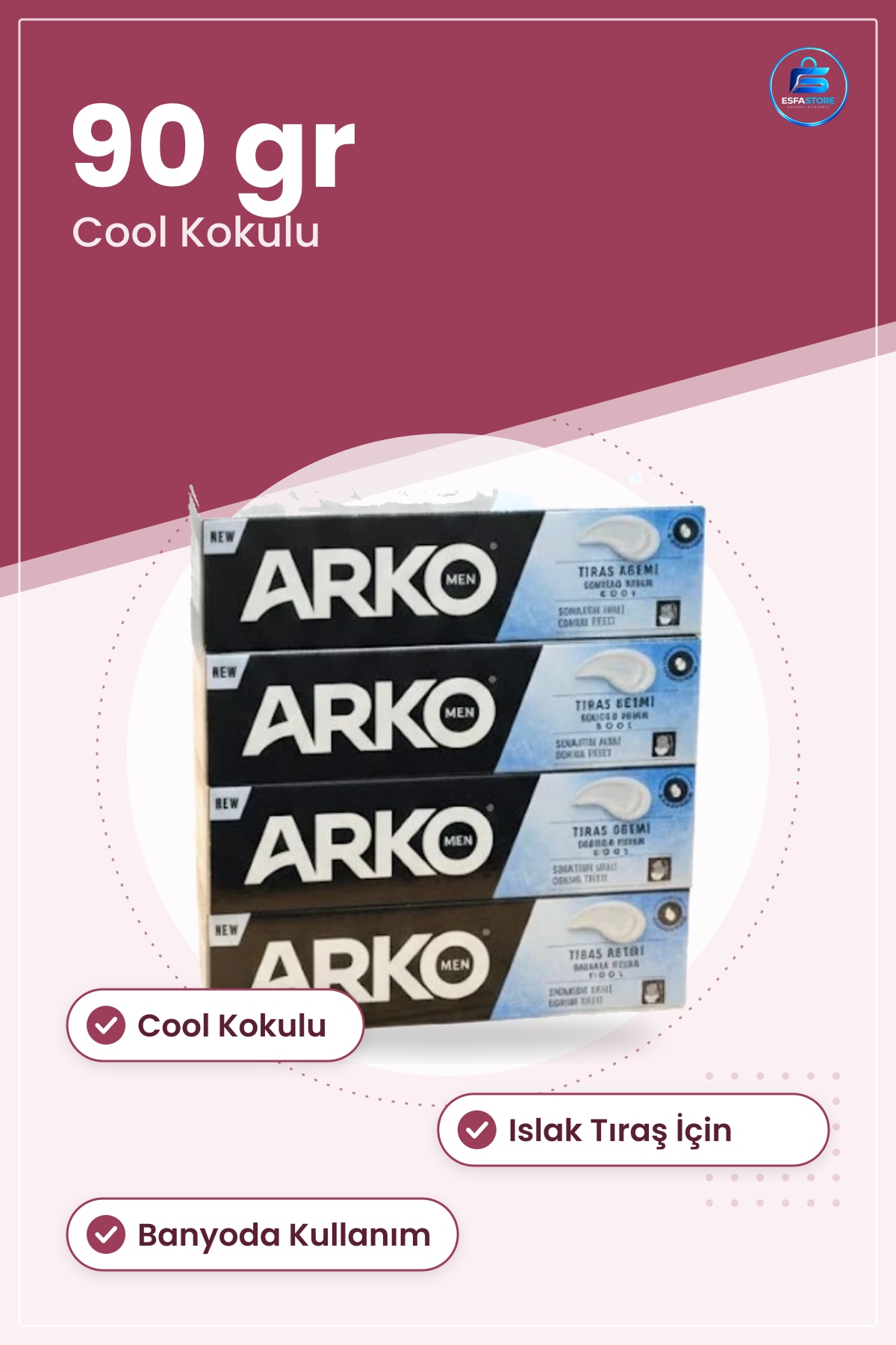 Tıraş Kremi 90 gr Cool Köpük ve Jeli Serinletici Etki Erkek Bakım Ürünü Banyo 1 Adet