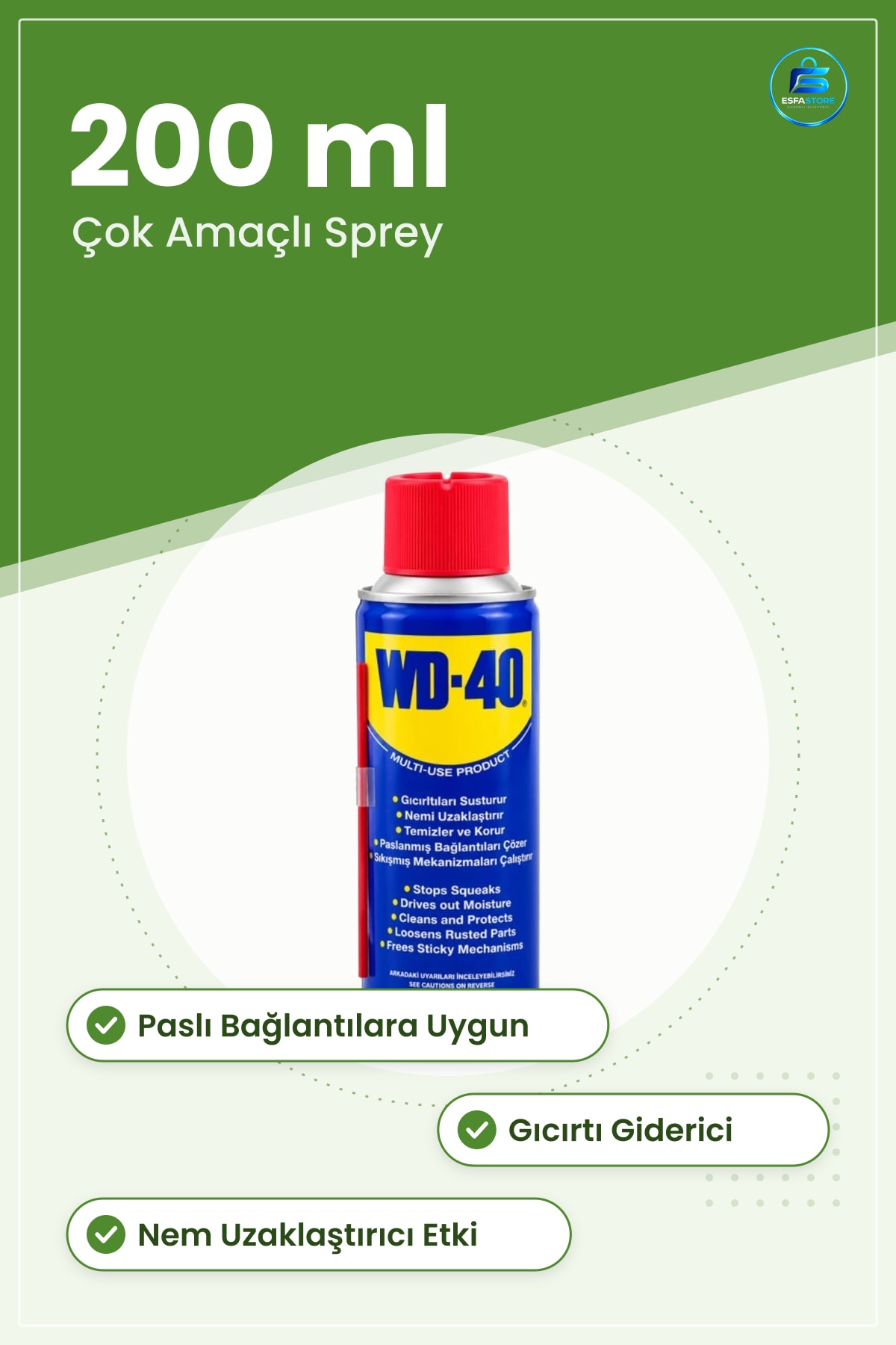 Pas Sökücü Sprey 200 ml Çok Amaçlı Gıcırtı Giderici Nem Uzaklaştırıcı Yağ Çözücü Araç Bakım