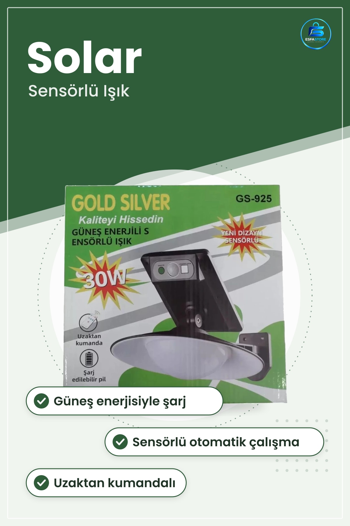 Güneş Enerjili Sensörlü Bahçe Aydınlatması Işık Solar Duvar Lambası Uzaktan Kumandalı Şarjlı