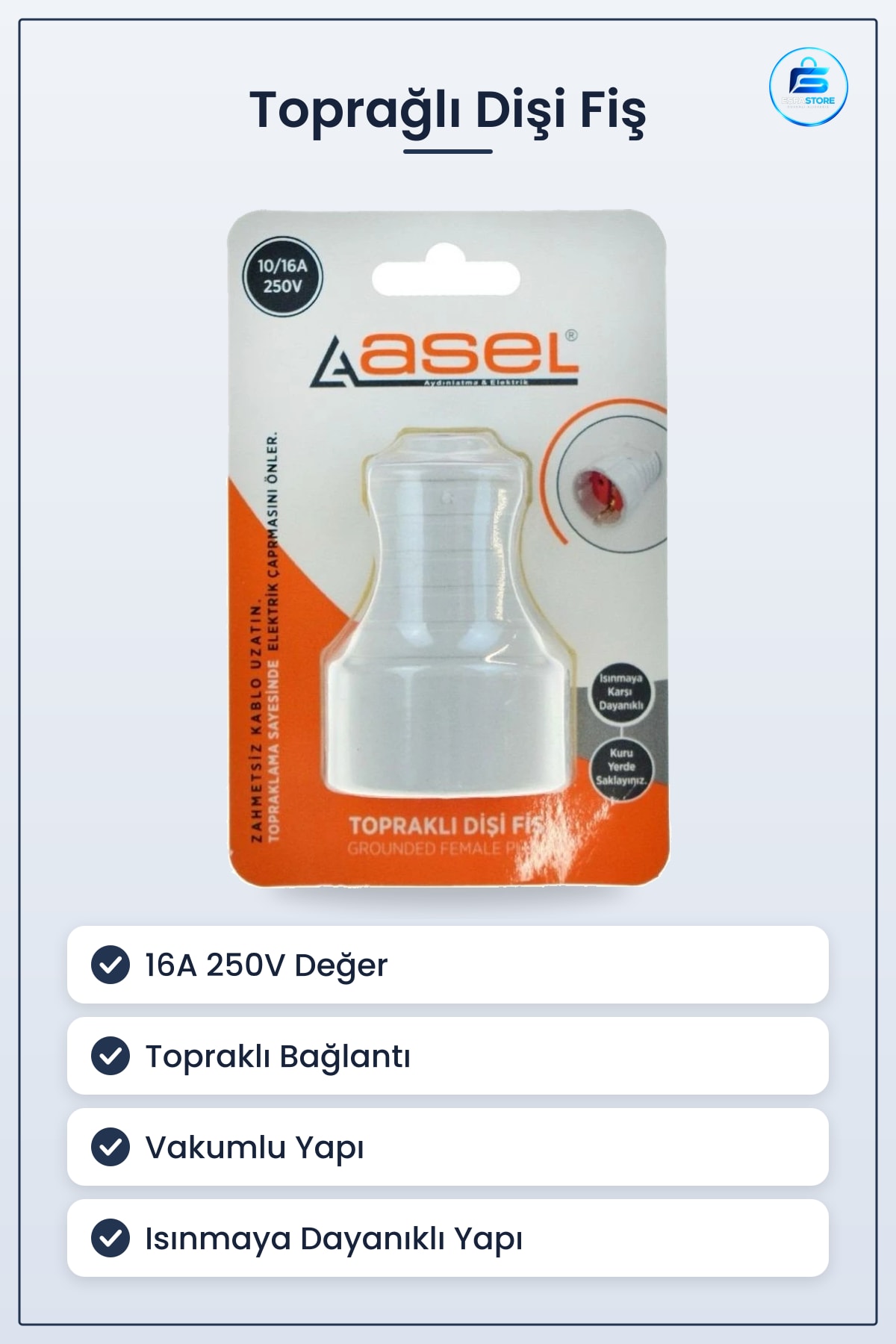 Vakumlu Topraklı Dişi Fiş /16A 250V Elektrik Bağlantı Fişi Kablo Uzatma Isınmaya Dayanıklı