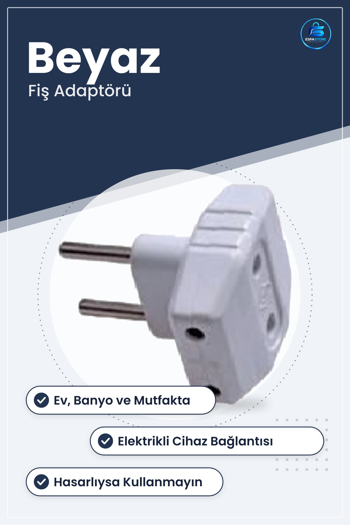 T Fişi Elektrik Fiş Adaptörü Bağlantı Ev Banyo Mutfak Elektrikli Cihaz Bağlantısı Beyaz