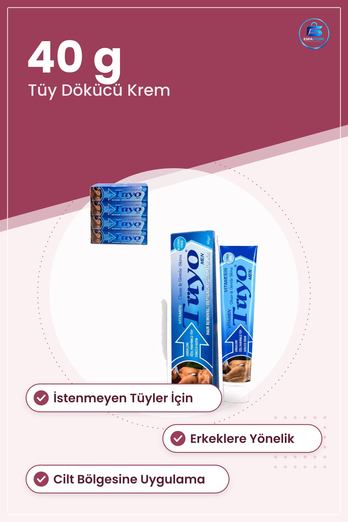 Erkek Tüy Dökücü Krem 40 g İstenmeyen Tüylere Karşı Kişisel Bakım Epilasyon Ürünü
