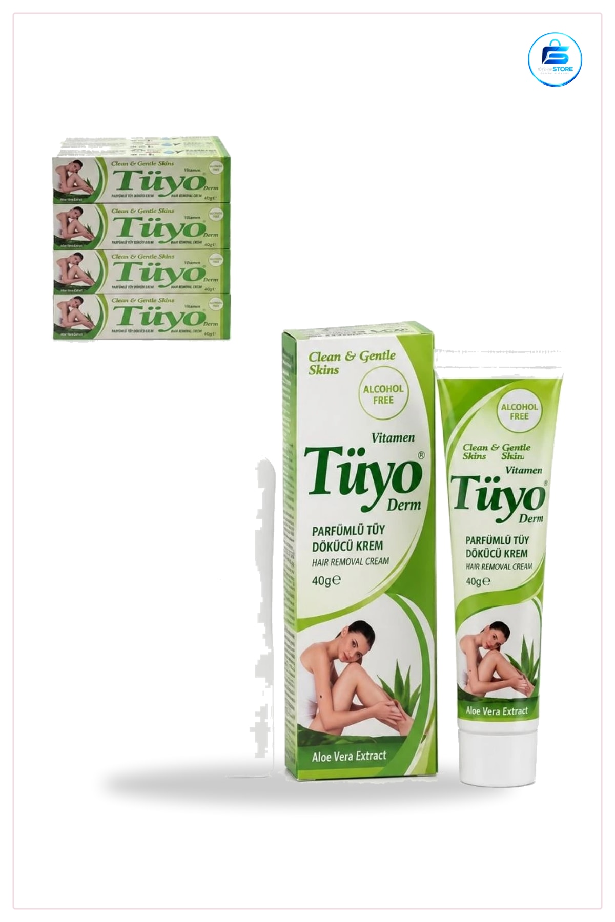 Tüy Dökücü Krem 40 g Alkolsüz Aloe Vera Özlü Bayan Vücut Ağda Alternatifi Epilasyon Kremi