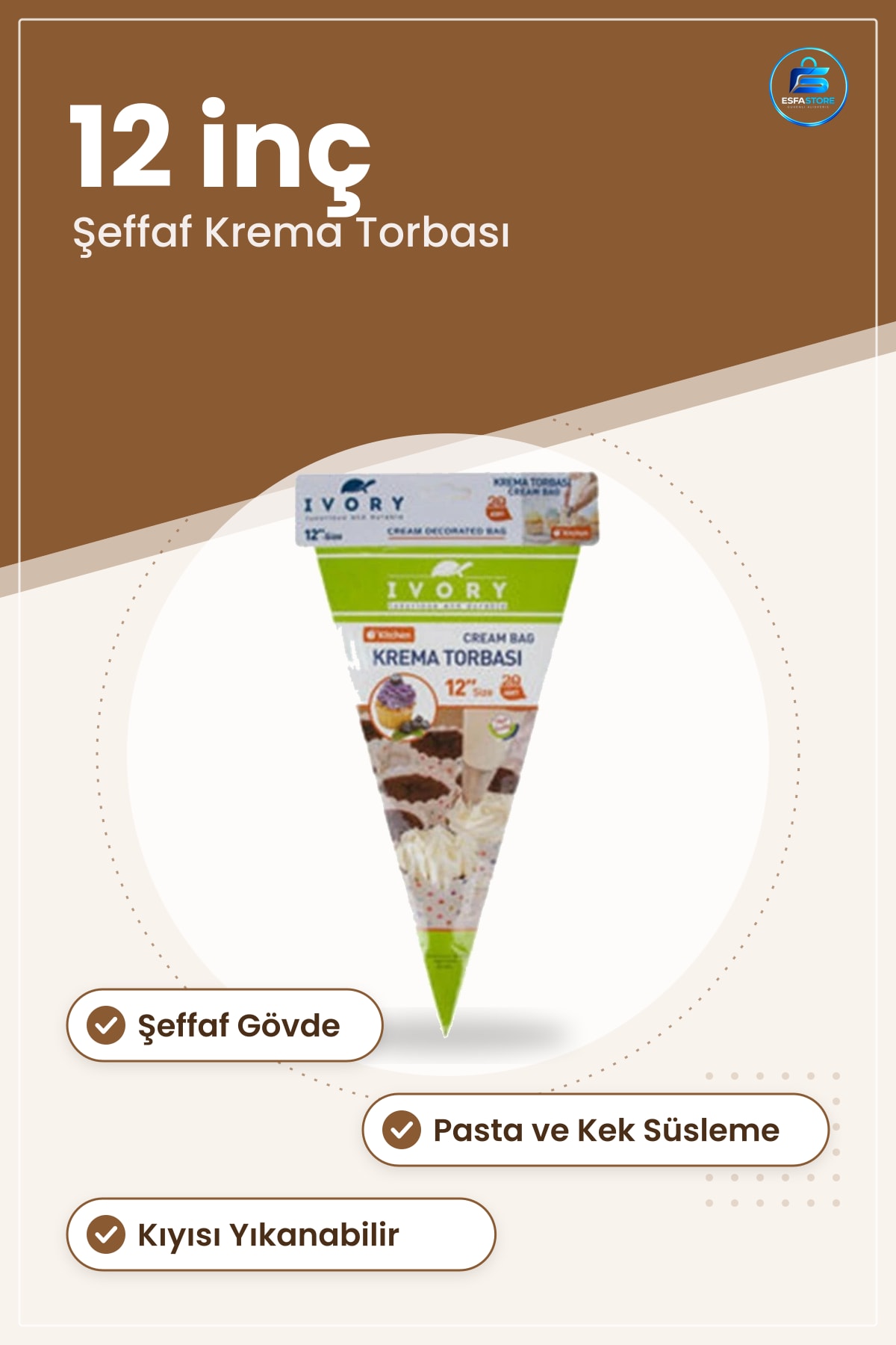 Şeffaf Krema Torbası 12 inç Pasta Süsleme Kek Dekorasyon Mutfak Pişirme Aksesuarı