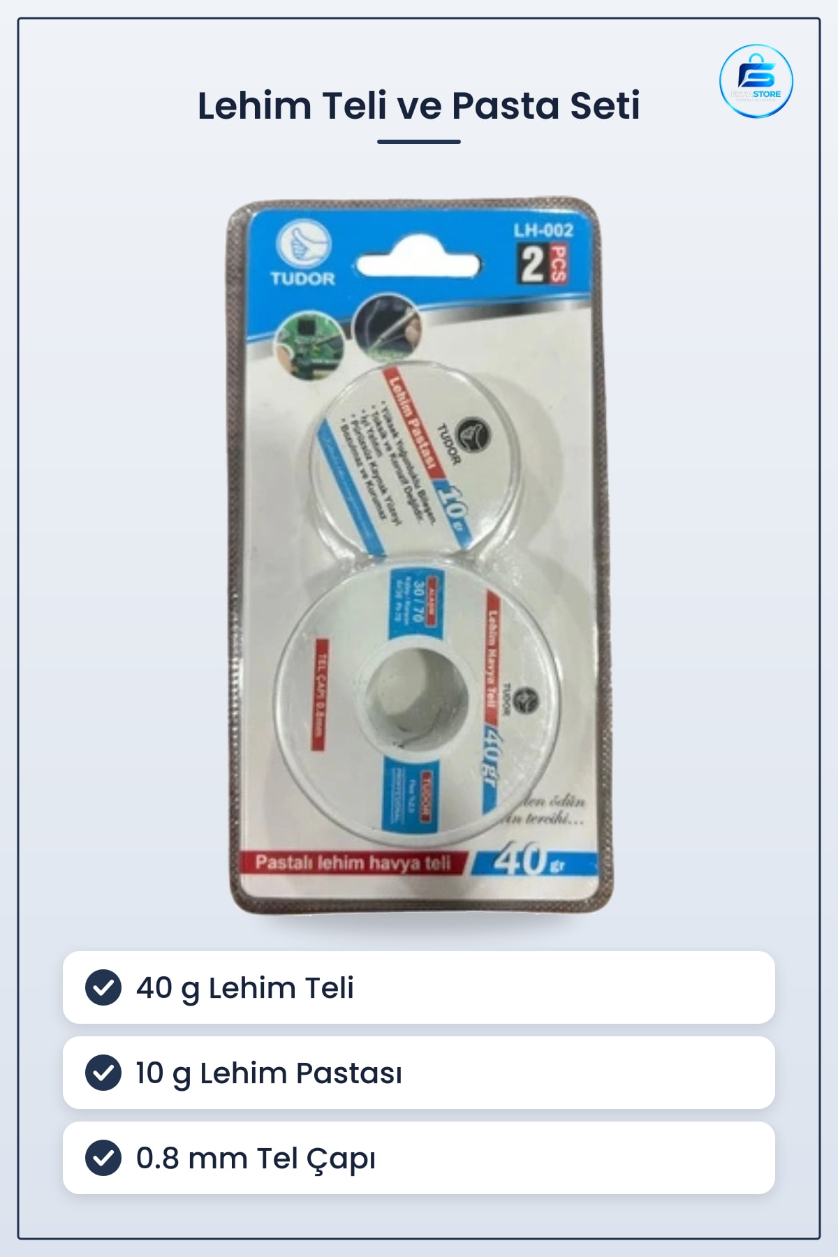 Lehim Teli Pastalı Set 40 gr Tel 0.8 mm Elektronik Devre Montaj Tamir Havya Malzemesi