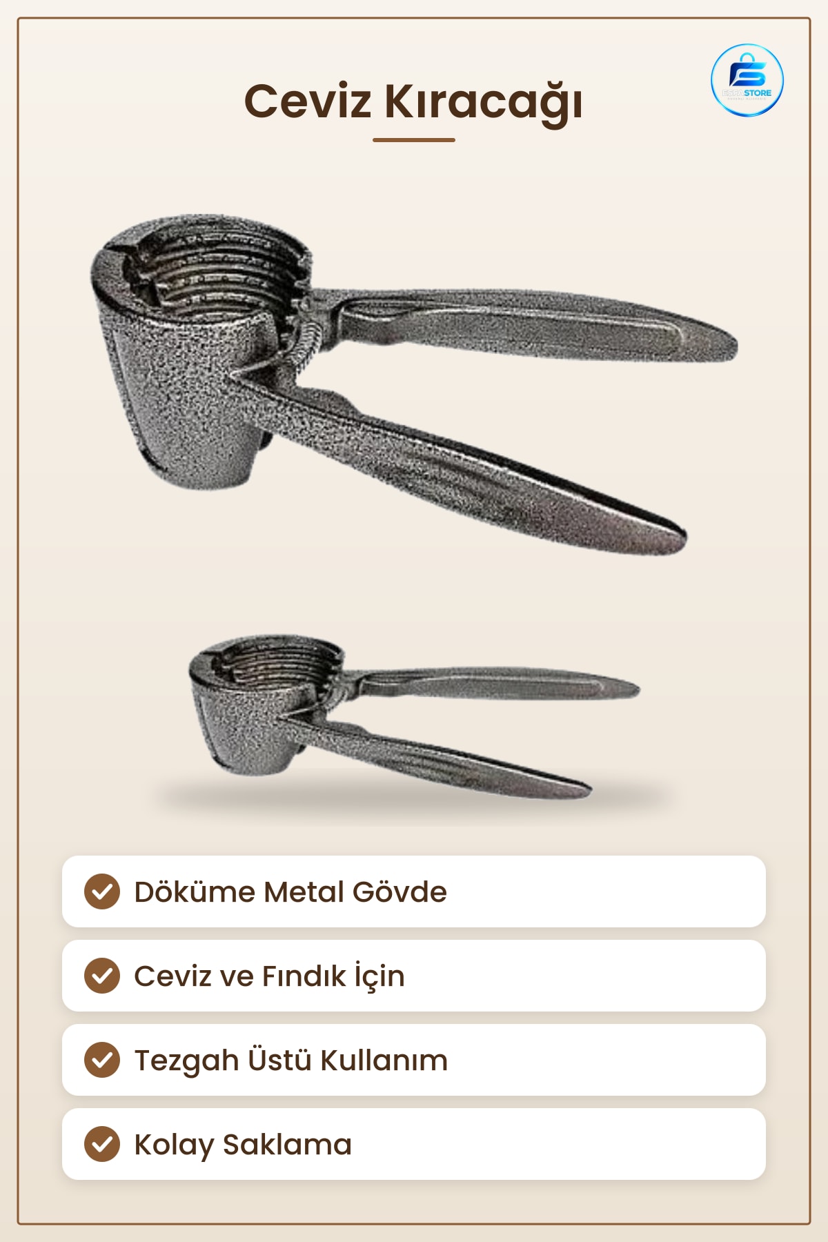 Ceviz Kıracağı Dökme Metal Fındık Kırma Aparatı Mutfak Yemek Hazırlık Kırıcı Tezgah Üstü