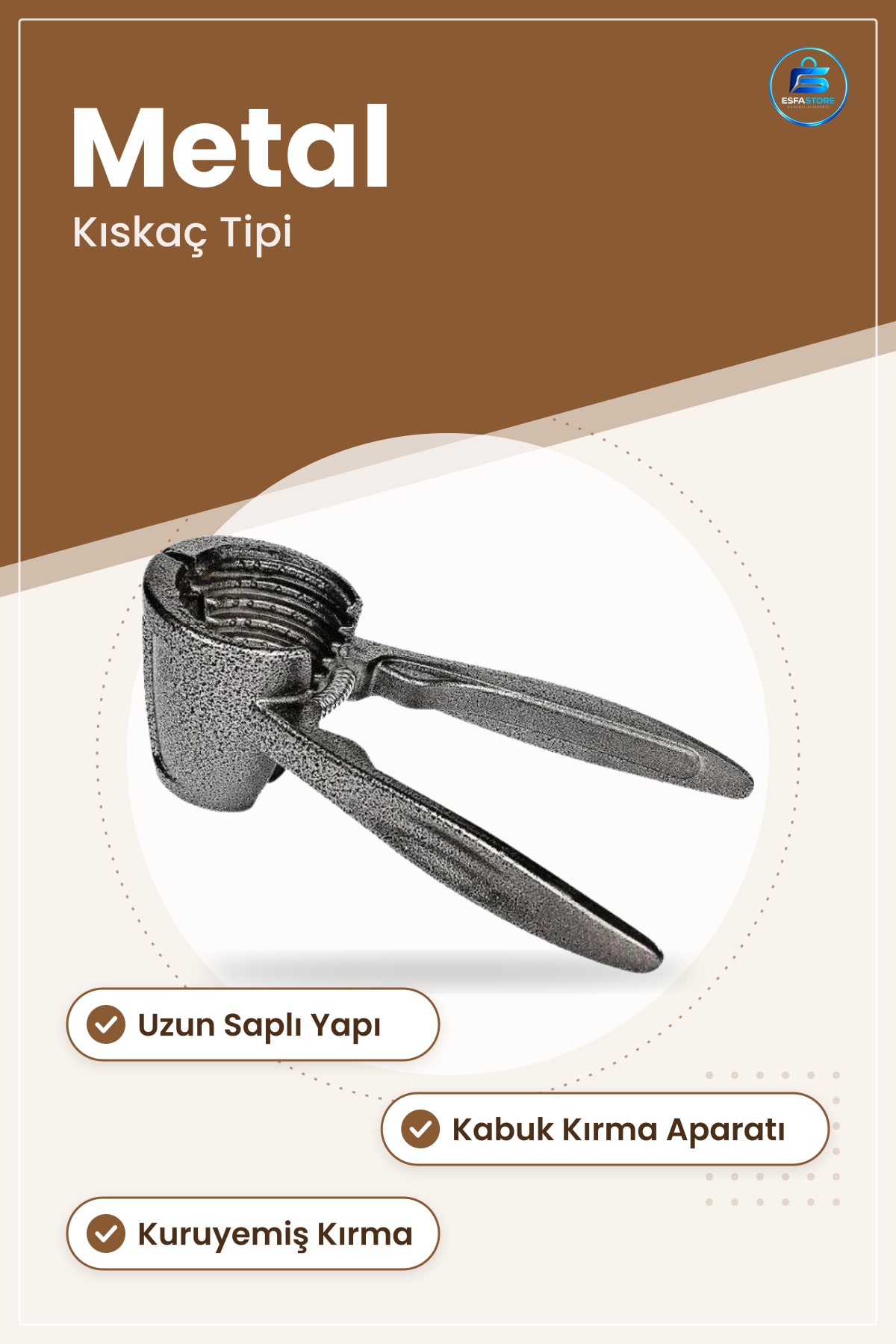 Ceviz ve Fındık Kıracağı Metal Kıskaç Tipi Mutfak Aleti Pratik El Kırıcı Kabuk Kırma Aparatı