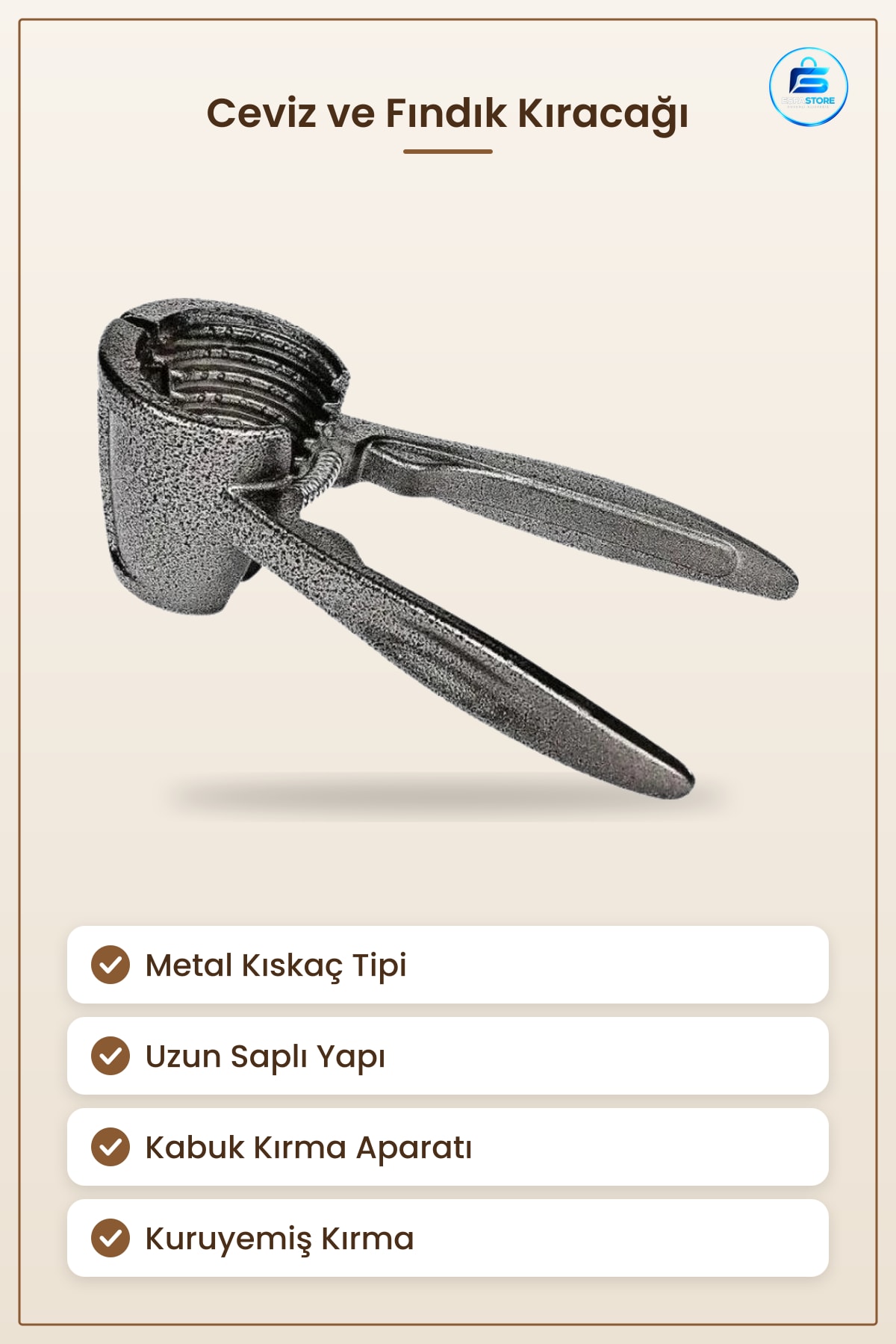 Ceviz ve Fındık Kıracağı Metal Kıskaç Tipi Mutfak Aleti Pratik El Kırıcı Kabuk Kırma Aparatı