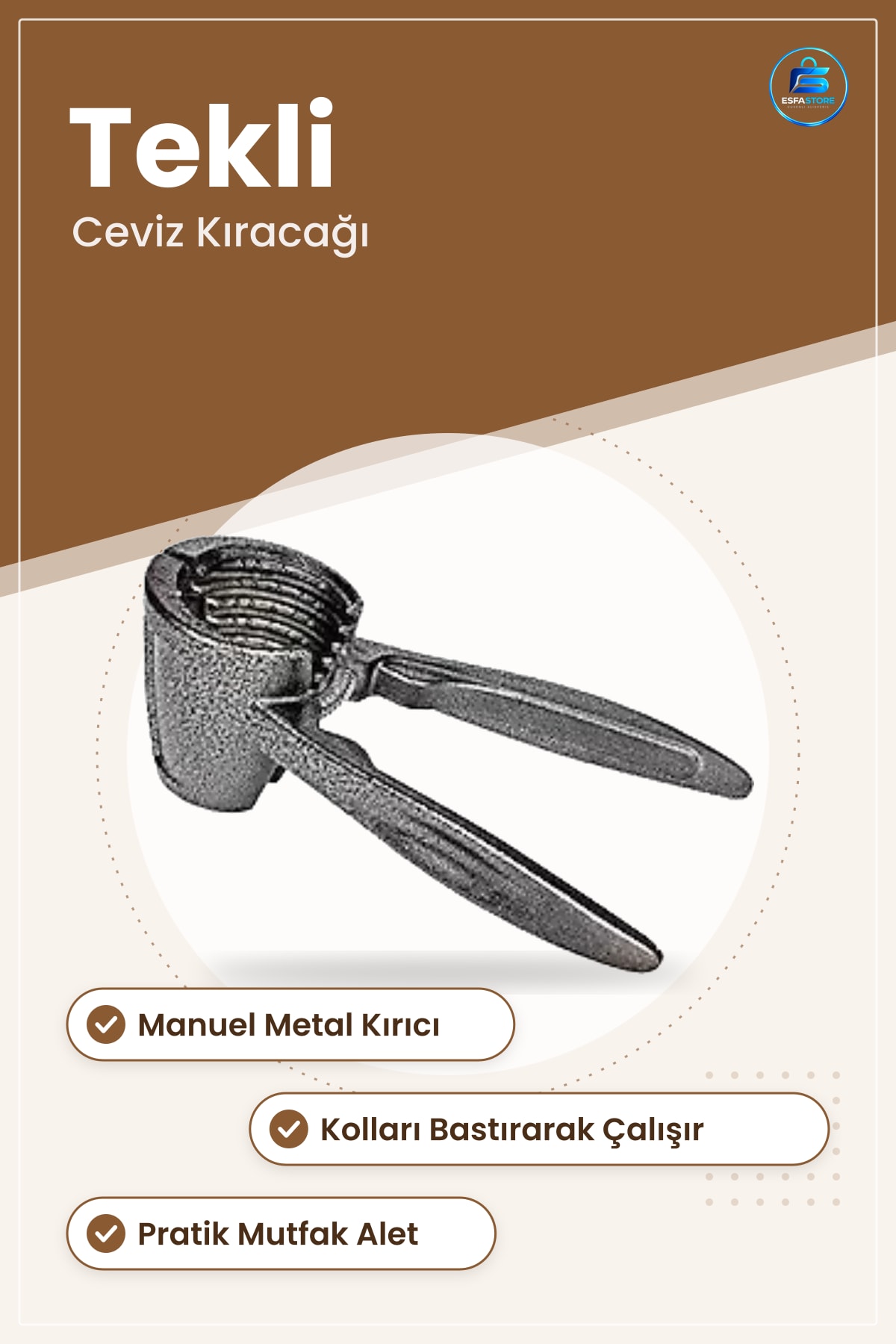 Tekli Ceviz Kıracağı Fındık Kırma Mutfak Yemek Hazırlık Manuel Metal Kırıcı Alet Pratik Kullanım