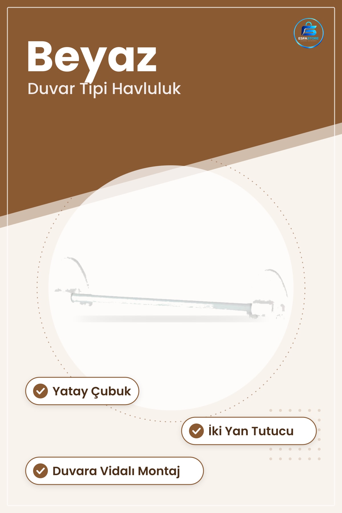 Havlu Sereciği Beyaz Duvar Tipi Banyo Asısı Havluluk Mutfak Düzenleyici Ev Aksesuarı