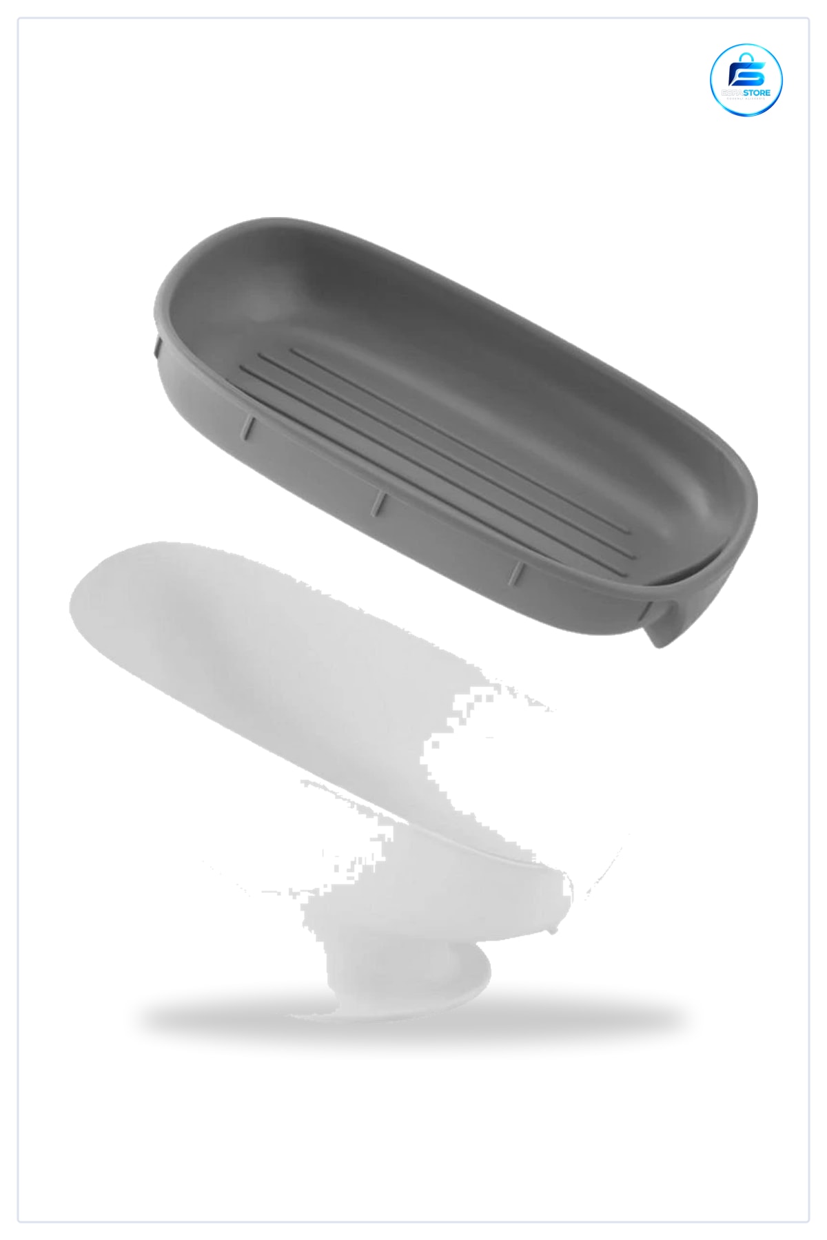 Sabunluk Nova Vantuzlu Banyo Aksesuarı Duş Lavabo Sabun Tutucu Gri ve Beyaz Renkli
