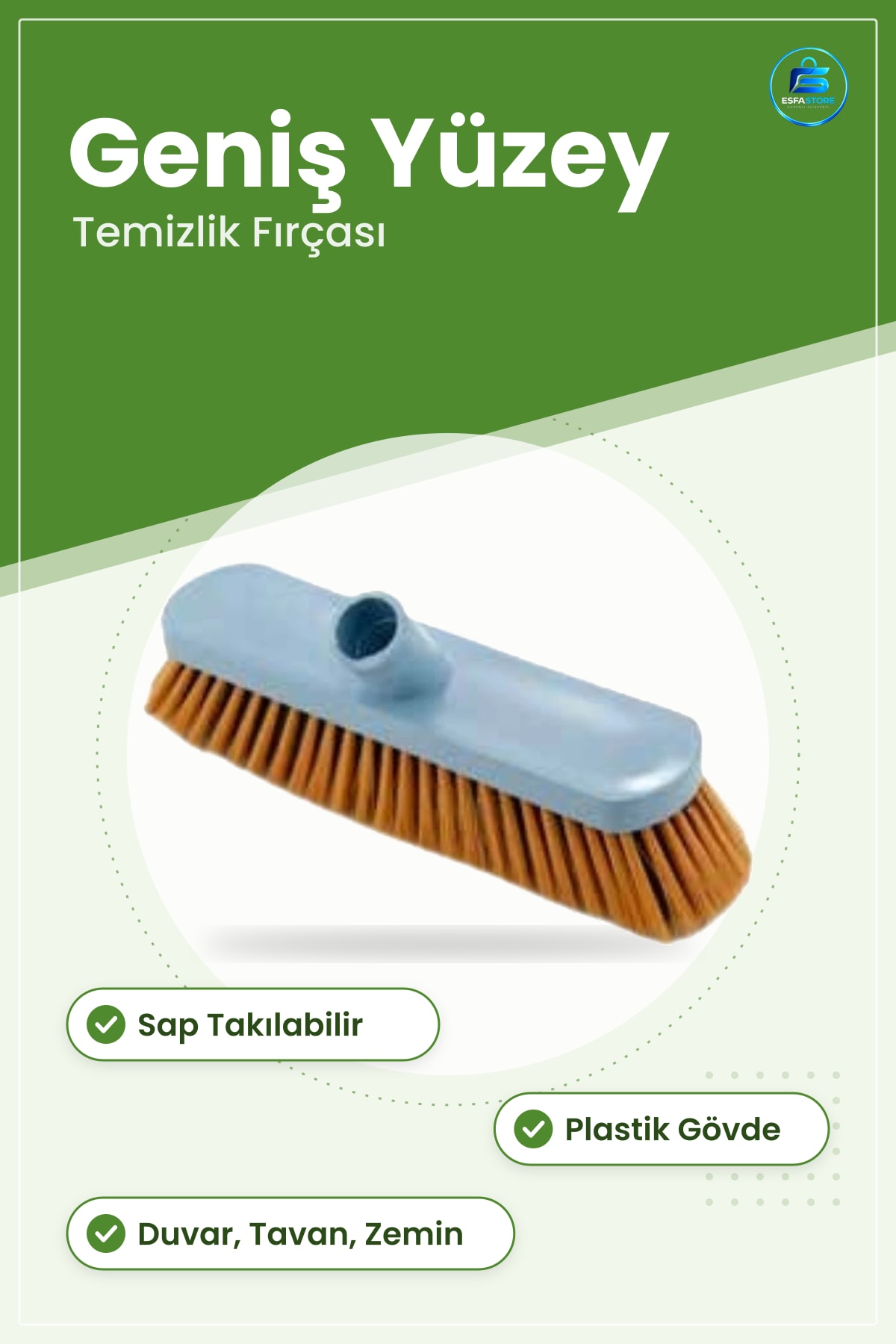 Badana Fırçası Ev Temizlik Gereci Duvar Tavan ve Zemin Yıkama Sap Takılabilir Plastik Gövde