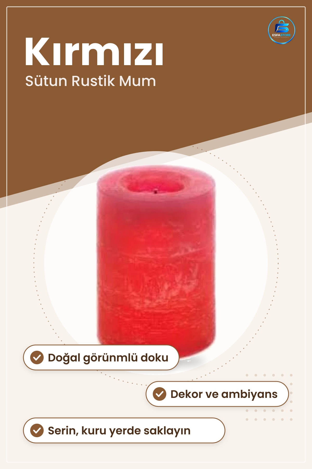 Büyük Kırmızı Rustik Sütun Mum Ev ve Mekan Dekorasyonu İçin Dekoratif Kandil Aydınlatma