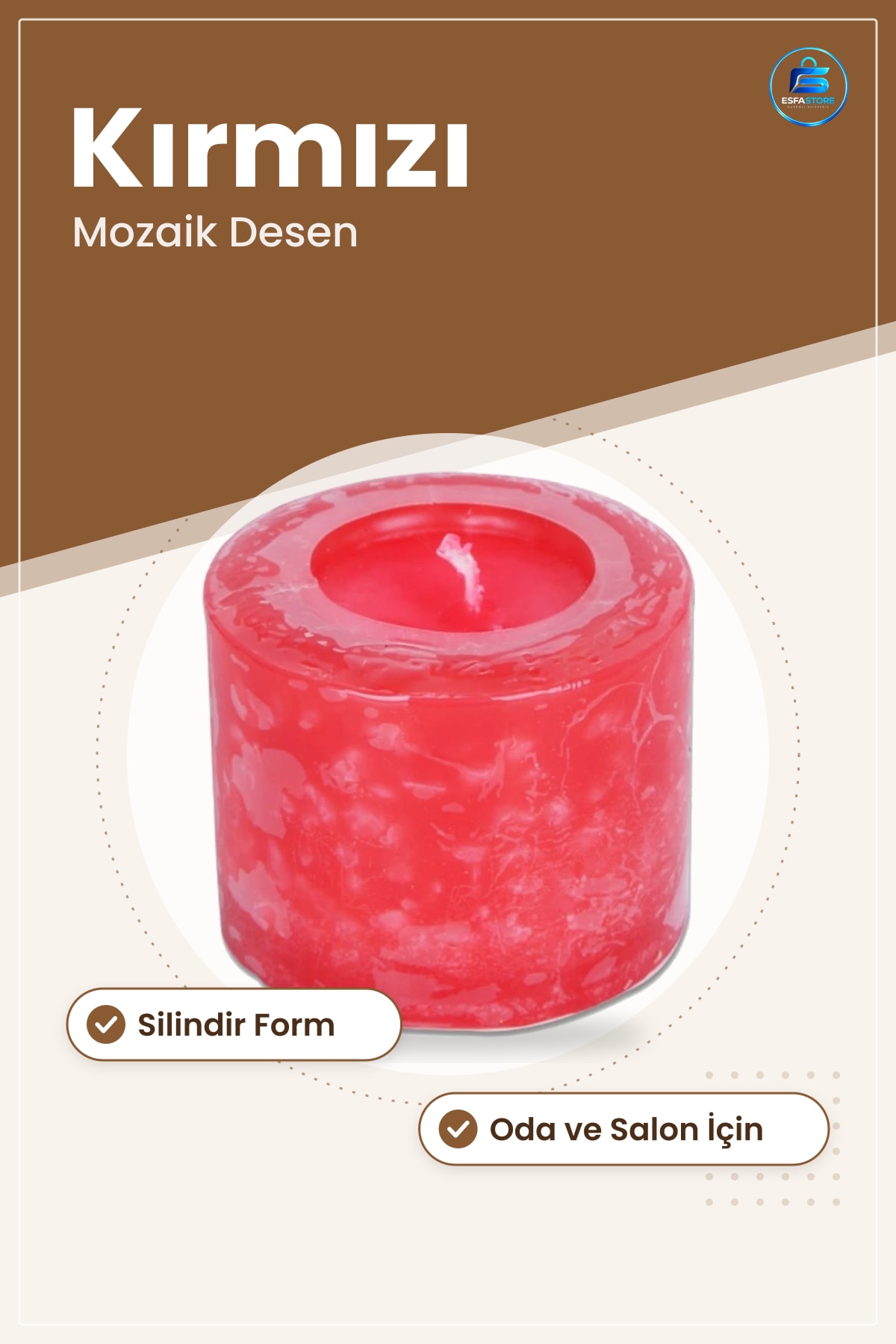 Küçük Mozaik Desenli Kırmızı Dekoratif Mum Ev Dekorasyonu İçin Oda Ve Salon Aydınlatması