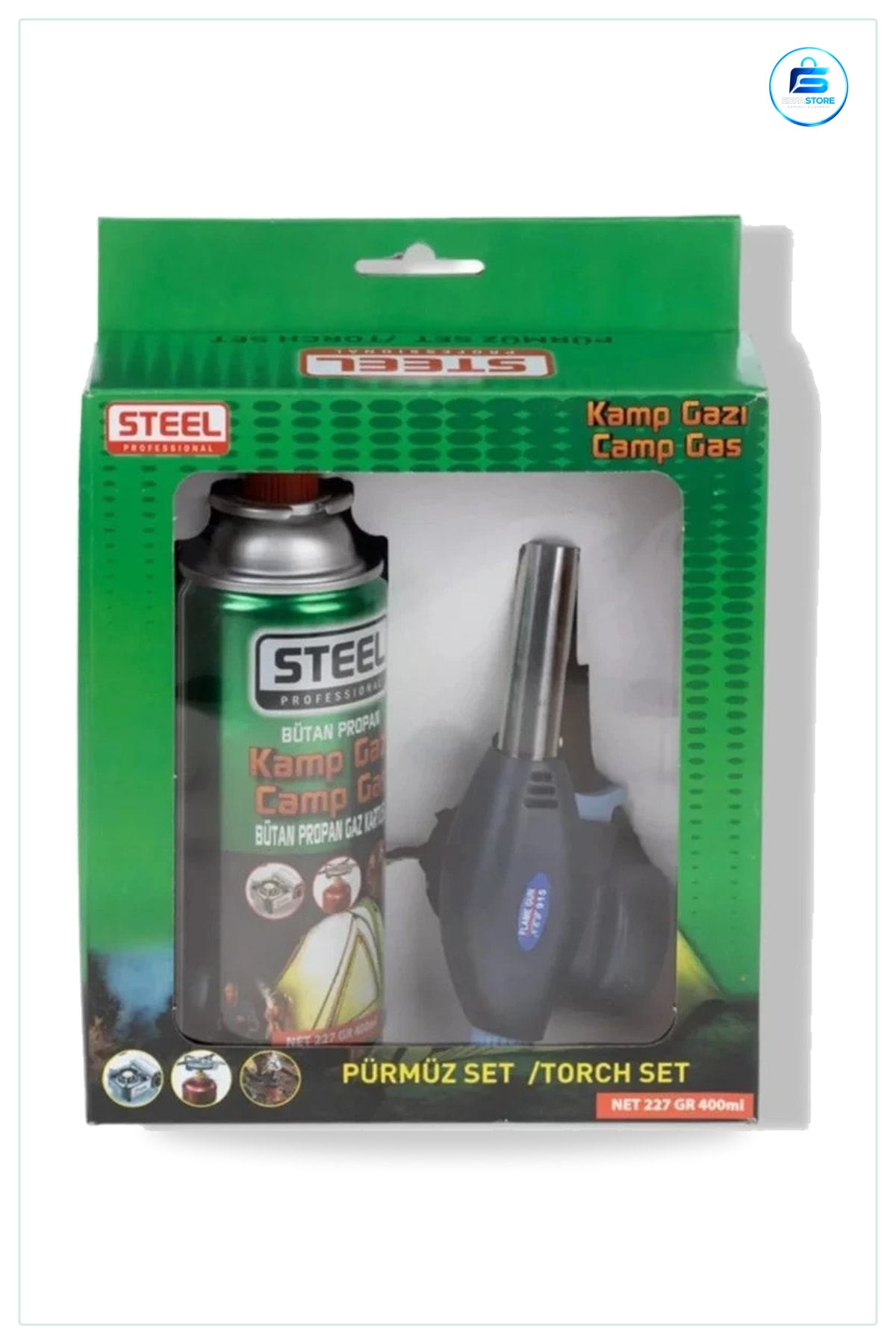 Pürmüz Seti Kamp Çakmağı Metal Uçlu Bütanlı Gaz Kartuşlu 227 gr Lehim Isıtma Torch Set