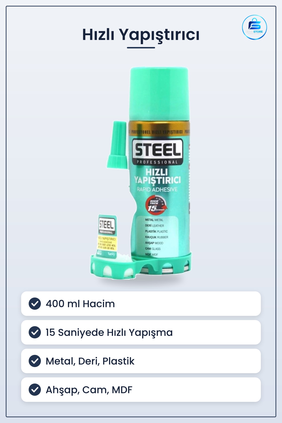 Hızlı Yapıştırıcı 400 ml Metal Deri Plastik Kauçuk Ahşap Cam MDF Ev Atölye Hırdavat