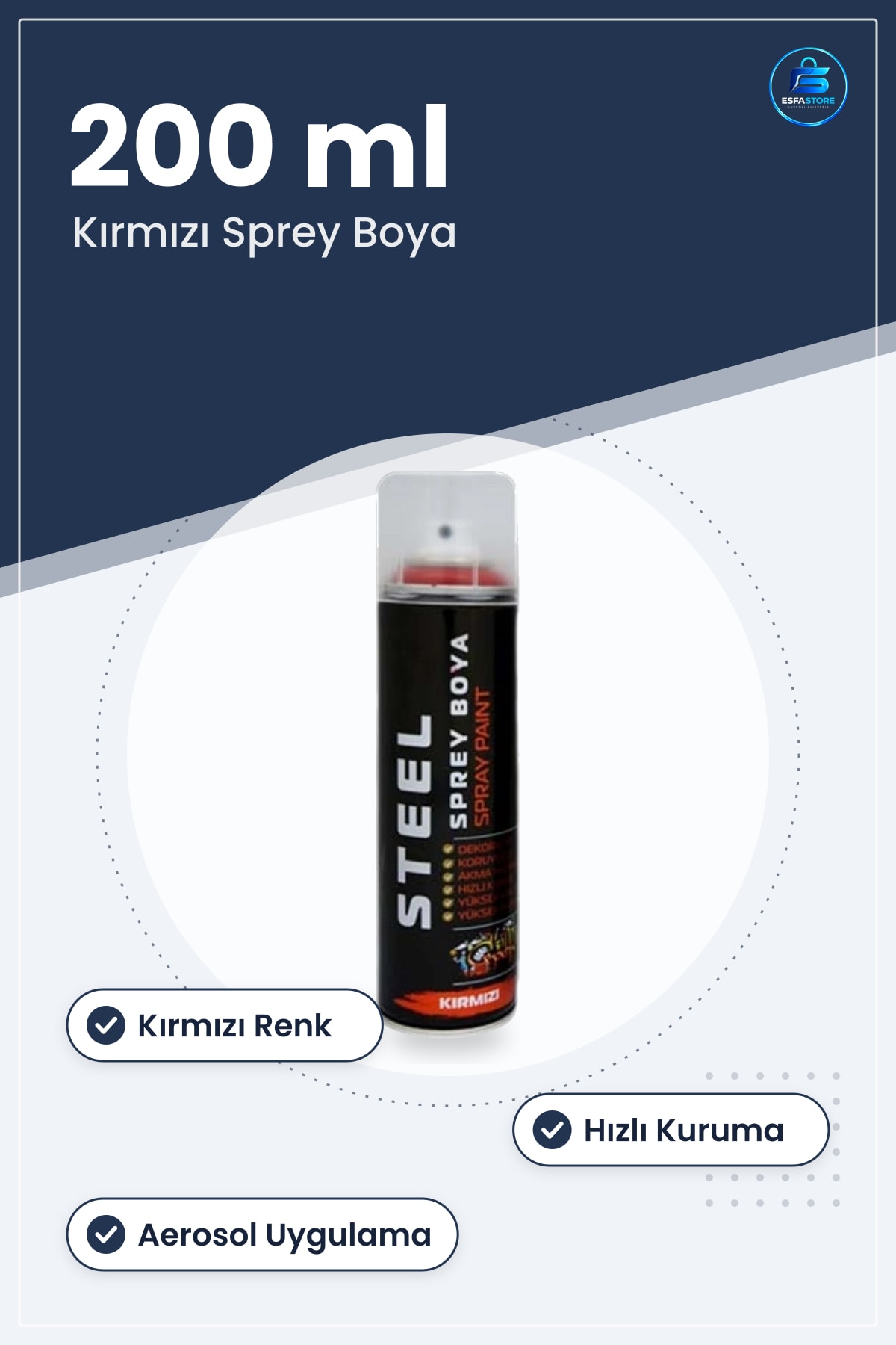 Sprey Boya Kırmızı 200 ml Dekoratif Metal Ahşap ve Duvar Yüzey Boyama Spreyi Hızlı Kuruma Aerosol