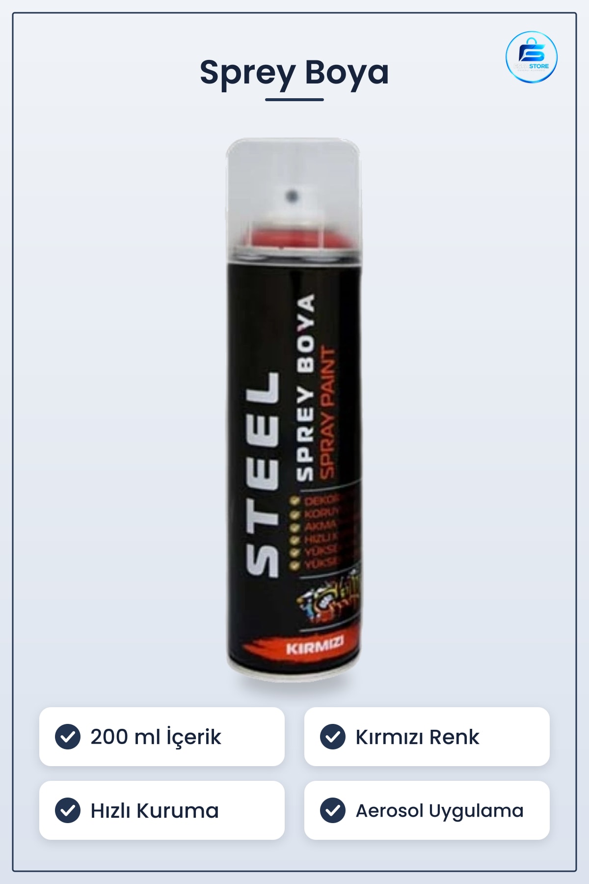 Sprey Boya Kırmızı 200 ml Dekoratif Metal Ahşap ve Duvar Yüzey Boyama Spreyi Hızlı Kuruma Aerosol