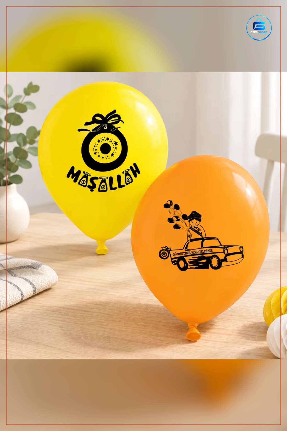 Maşallah Balon 100'lü Parti Balonu Sarı ve Turuncu Baskılı Tören Kutlama Süslemesi İçin