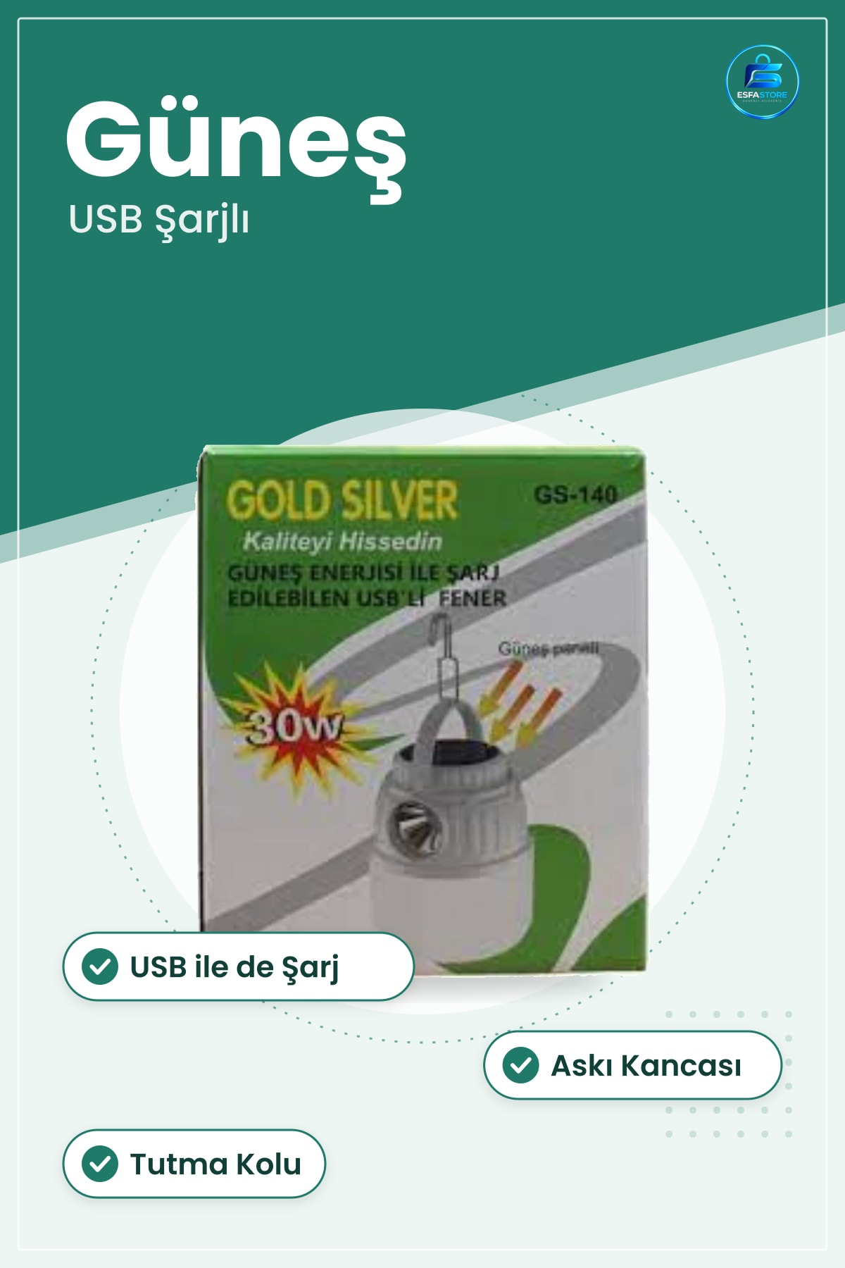 Güneş Enerjili USB Şarjlı El Feneri Taşınabilir Kamp Aydınlatma Askılı Işıklı Lamba