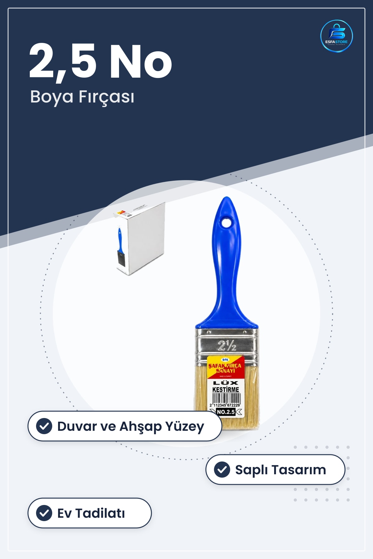 Kestirme Boya Fırçası 2,5 No Ev Tadilatı Duvar Boyama Uygulama Aracı Ahşap Yüzey