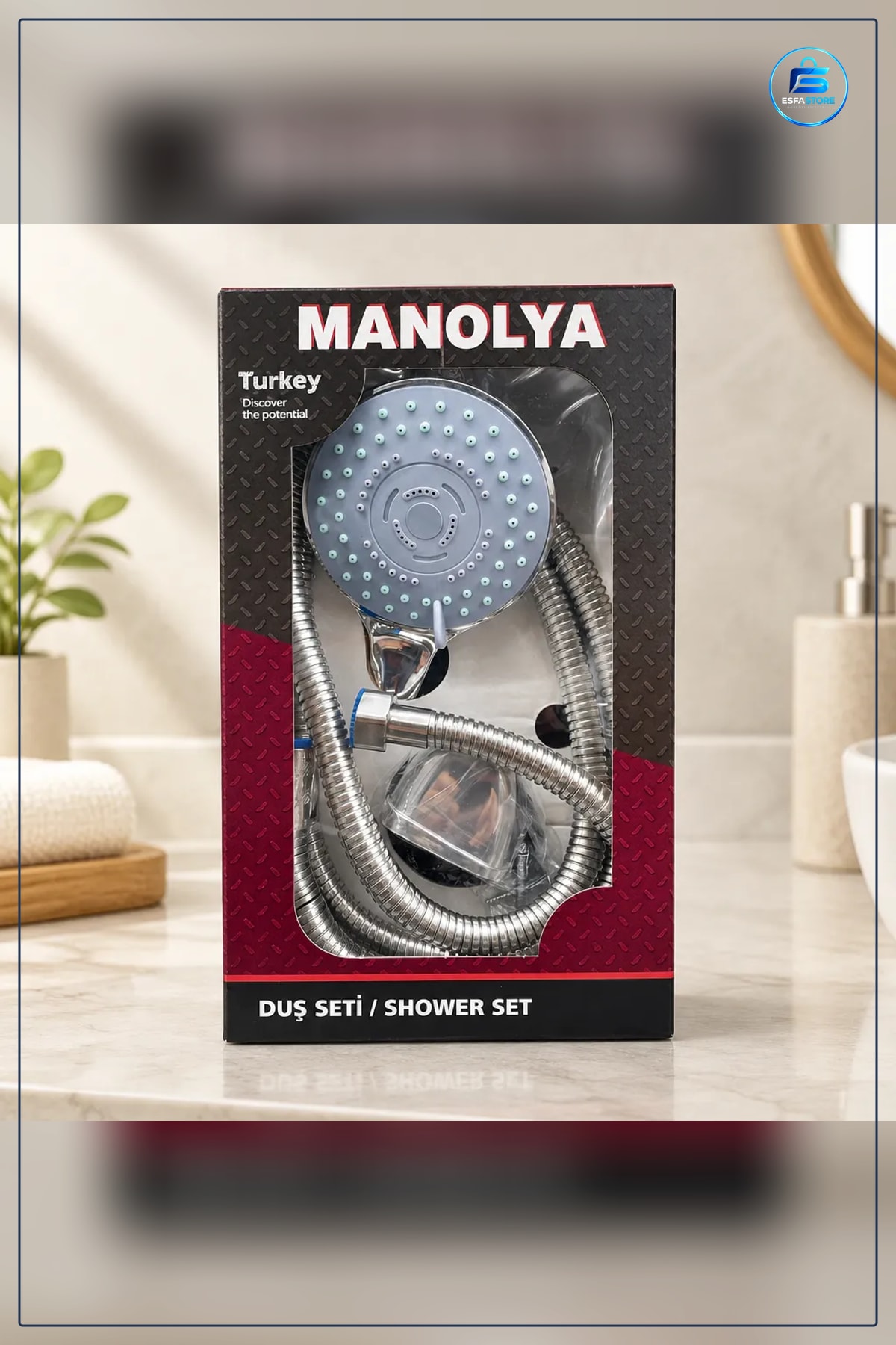 Duş Sistemi Manolya Küçük Boy El Tipi Başlıklı Metal Hortumlu Banyo Seti Kullanım Kolaylığı
