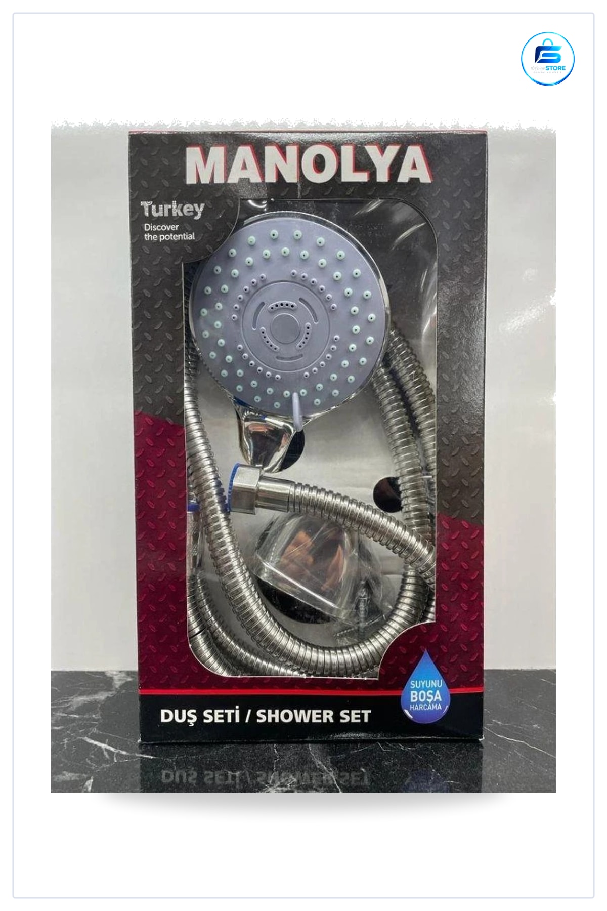 Duş Sistemi Manolya Küçük Boy El Tipi Başlıklı Metal Hortumlu Banyo Seti Kullanım Kolaylığı