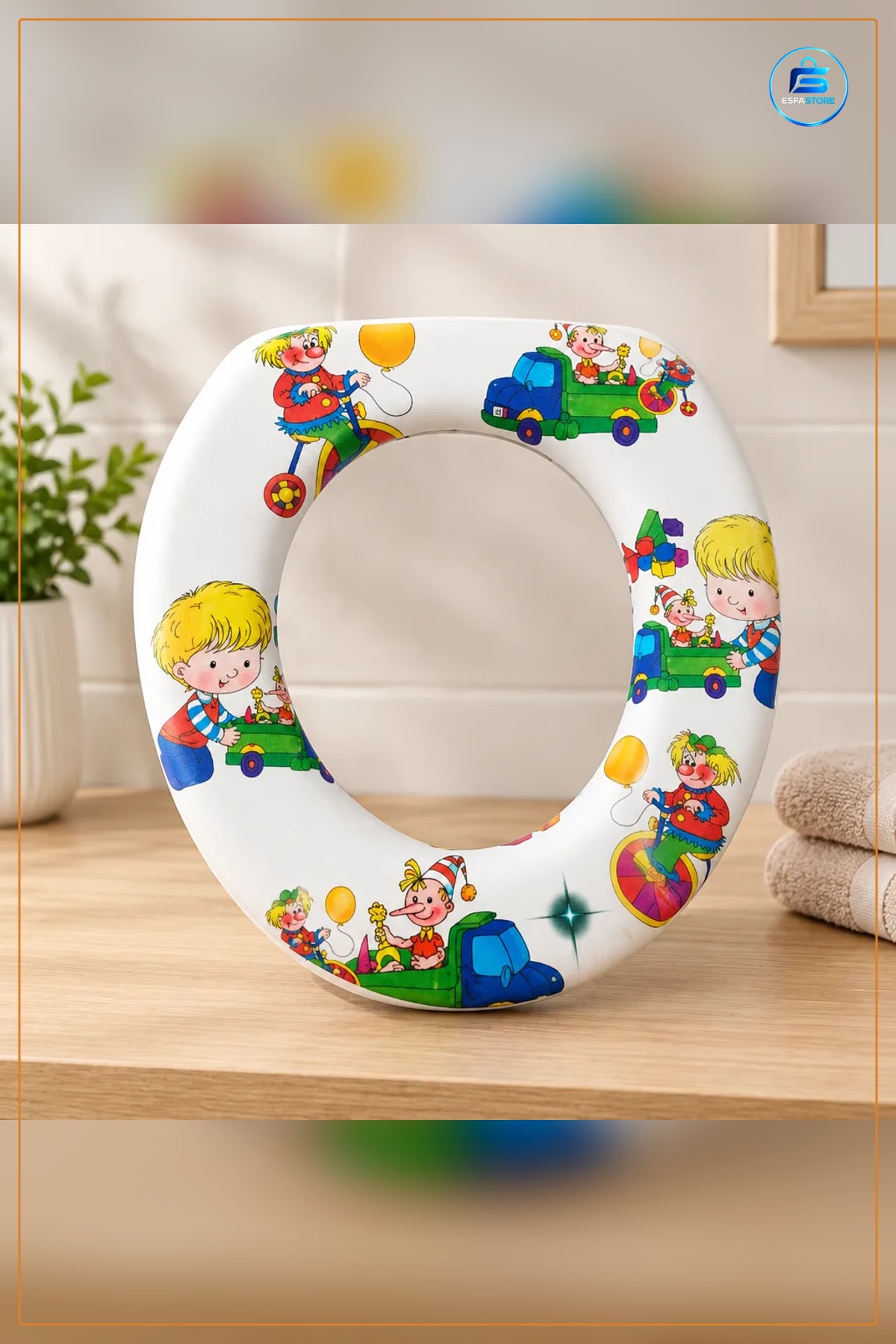 Kulpsuz Bebe Klozet Adaptörü Yumuşak Çocuk Kapağı Banyo İçin Tuvalet Eğitimi Desenli Baskılı
