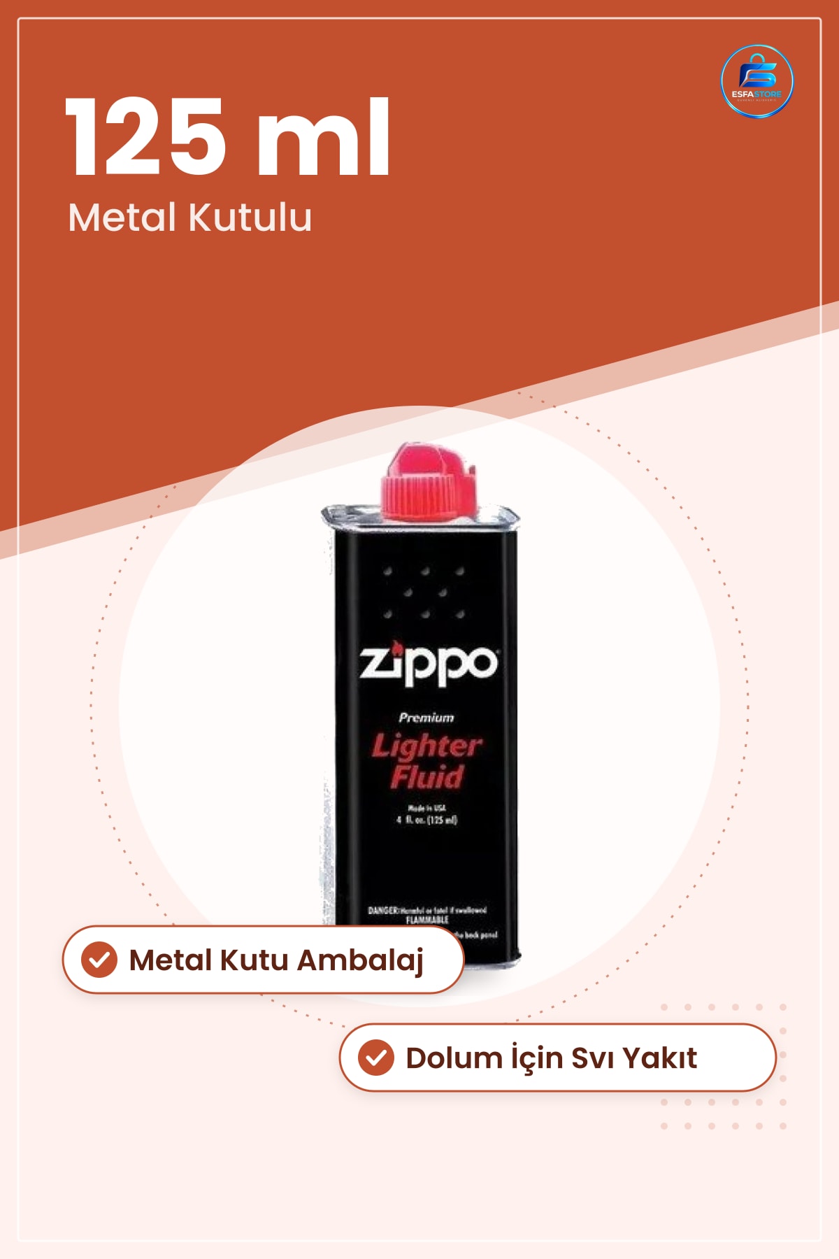Çakmak Gazı 125 ml Benzin Sıvı Yakıt Dolum İçin Metal Kutu Ambalajlı Kullanıma Hazır