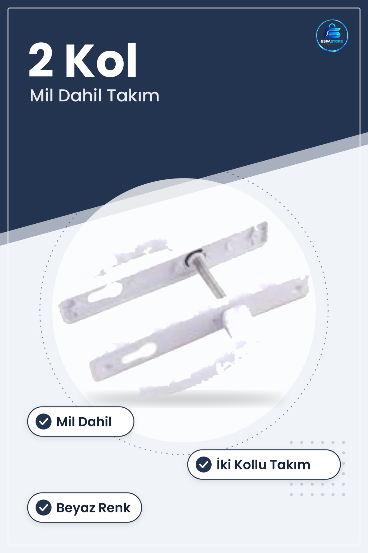 Kapı Kolu Beyaz Mil Dahil Çift Taraflı Hırdavatı Ev Ofis Montaj Aksesuarı Takımı
