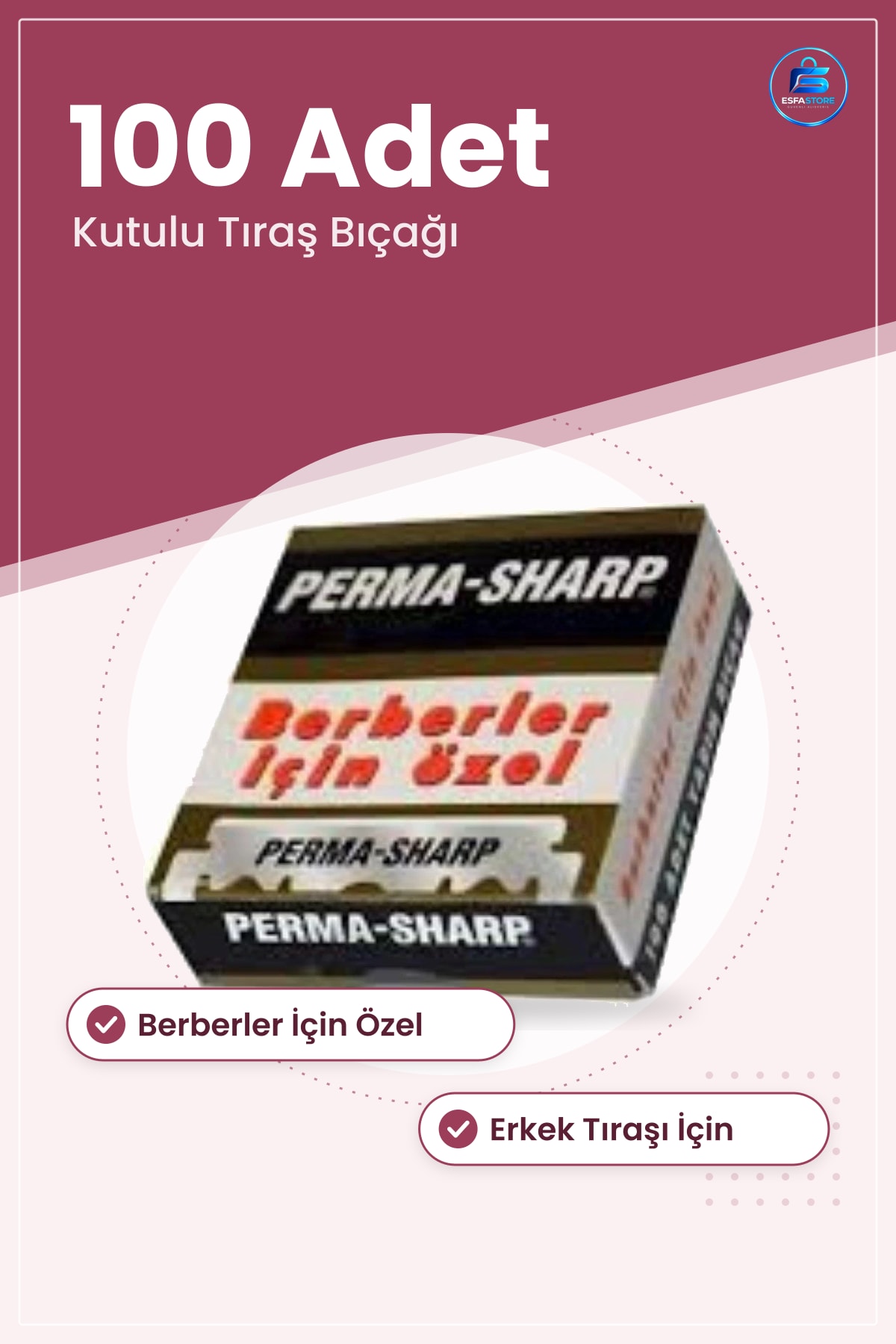 Perma Tıraş Bıçağı 100 Adet Berberler İçin Özel Islak Jilet Erkek Kişisel Bakım Kutulu
