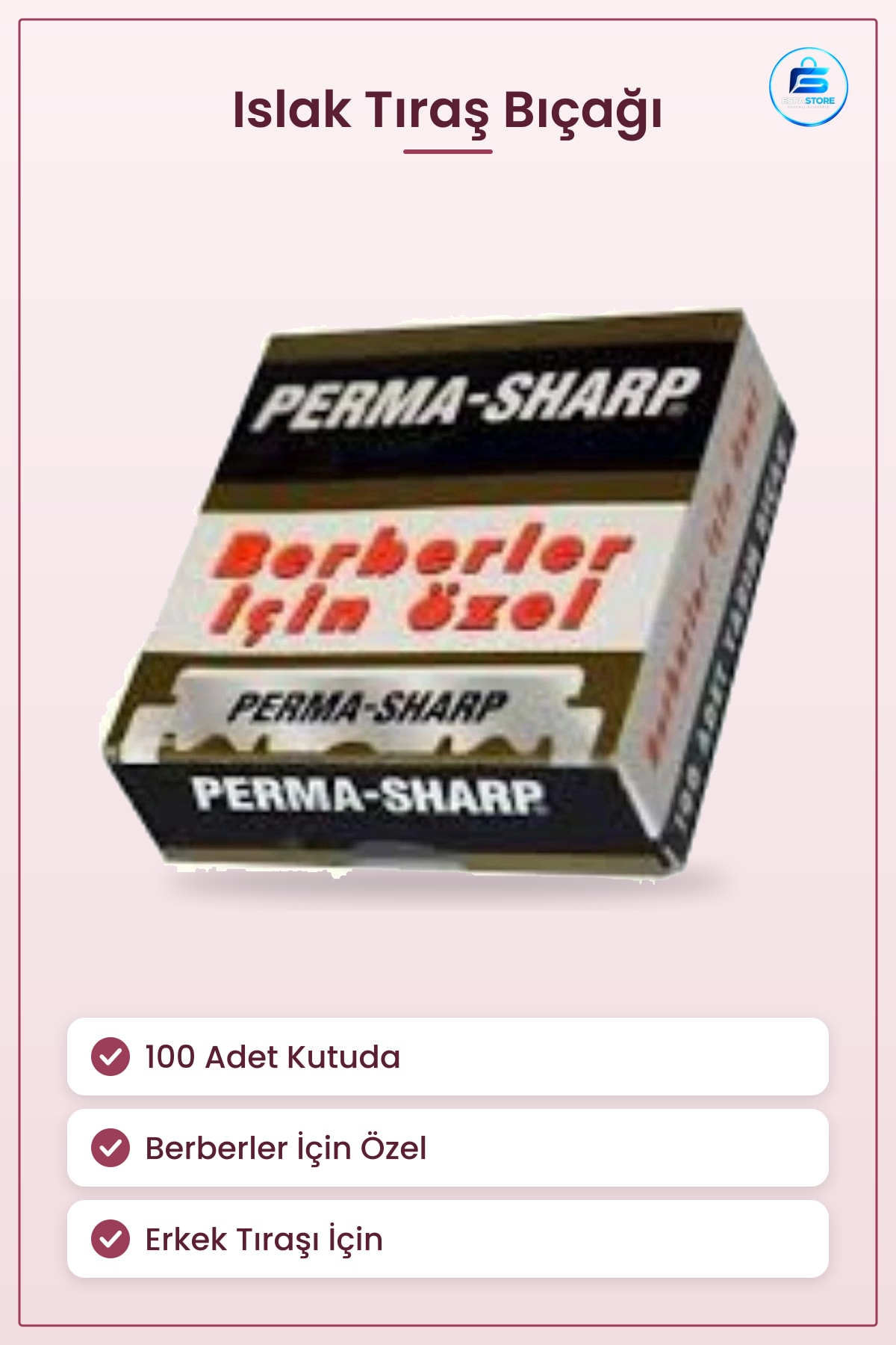 Perma Tıraş Bıçağı 100 Adet Berberler İçin Özel Islak Jilet Erkek Kişisel Bakım Kutulu