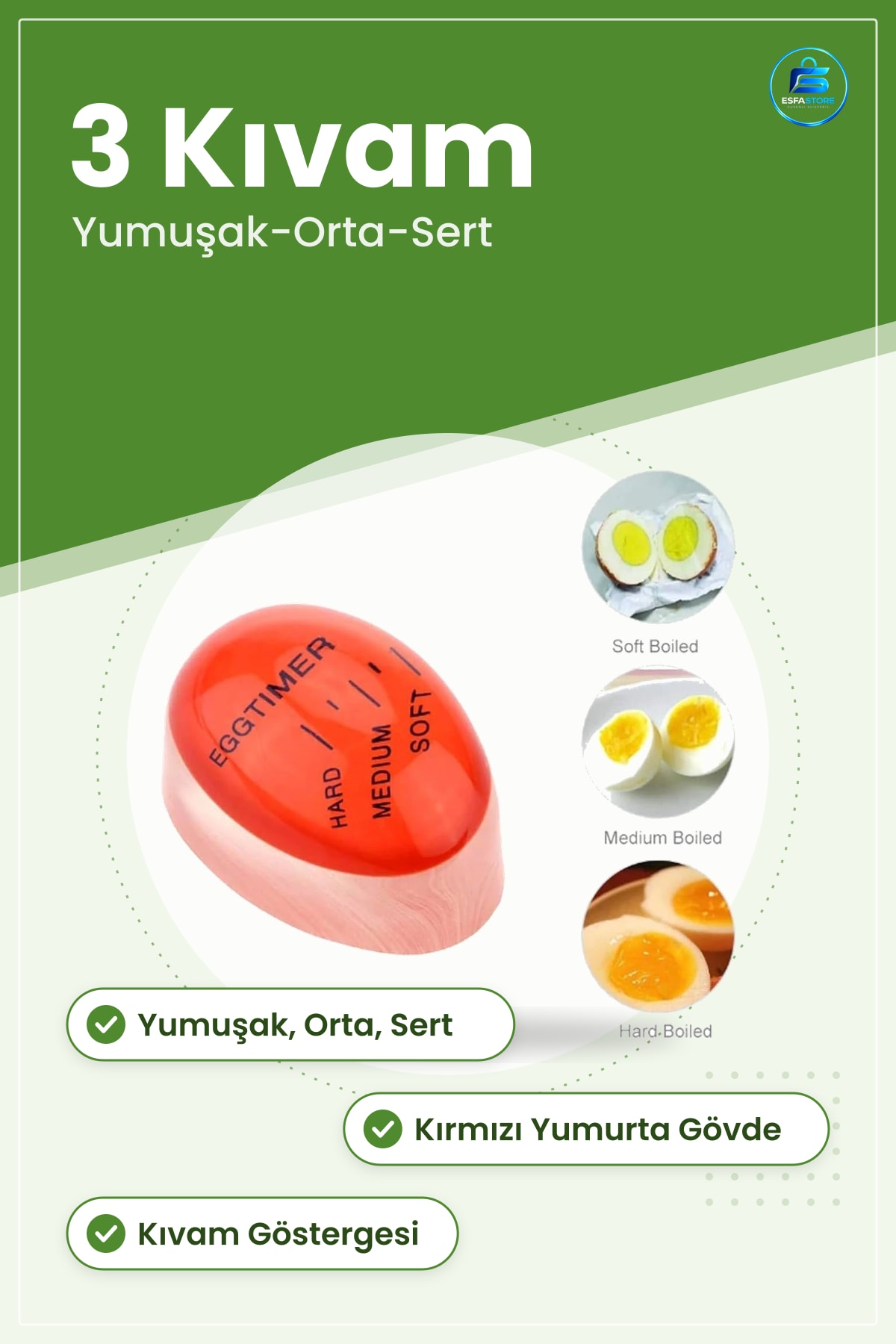 Yumurta Zaman Ayarlayıcı Haşlama Süresi Göstergesi Yumuşak Orta Sert Pişirme Mutfak Aracı