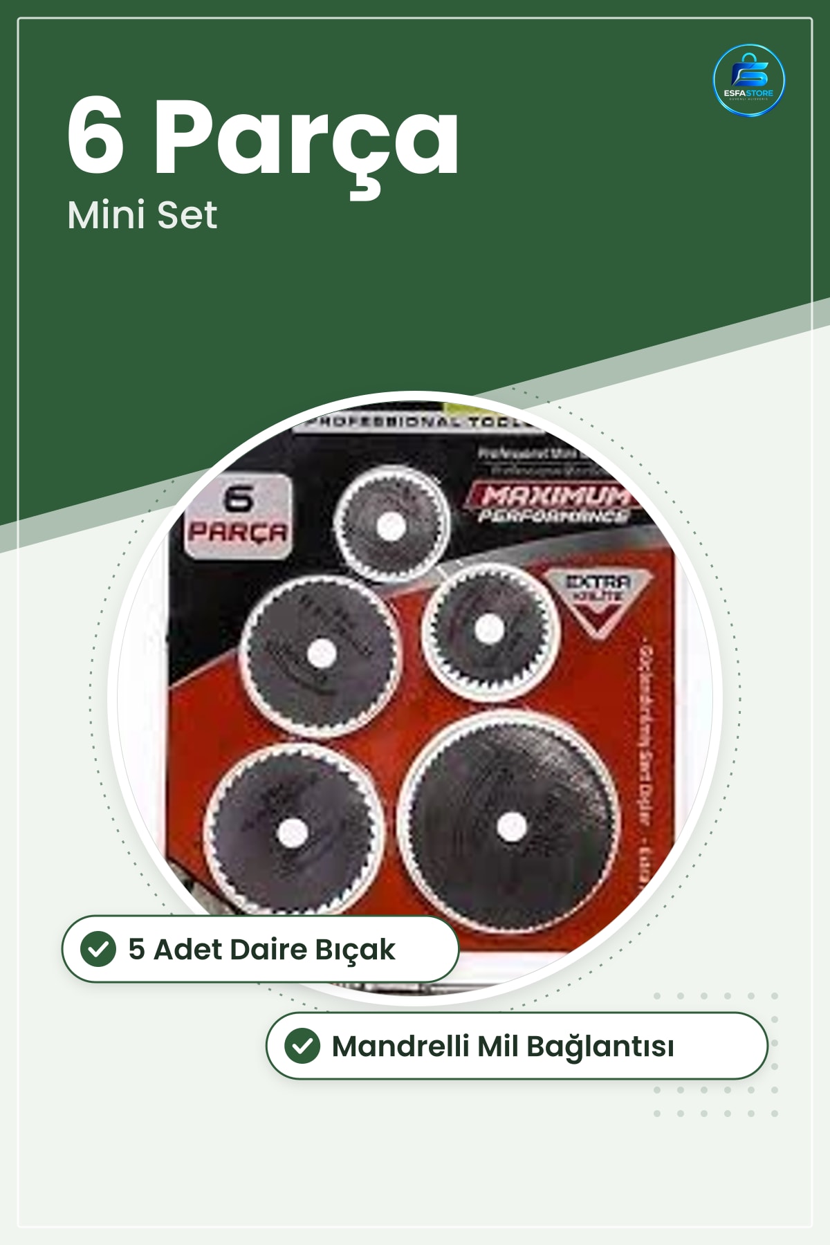Daire Testere Bıçakları 6 Parça Pro Mini Set Mandrelli Küçük Kesim İşleri İçin Hobi Bahçe