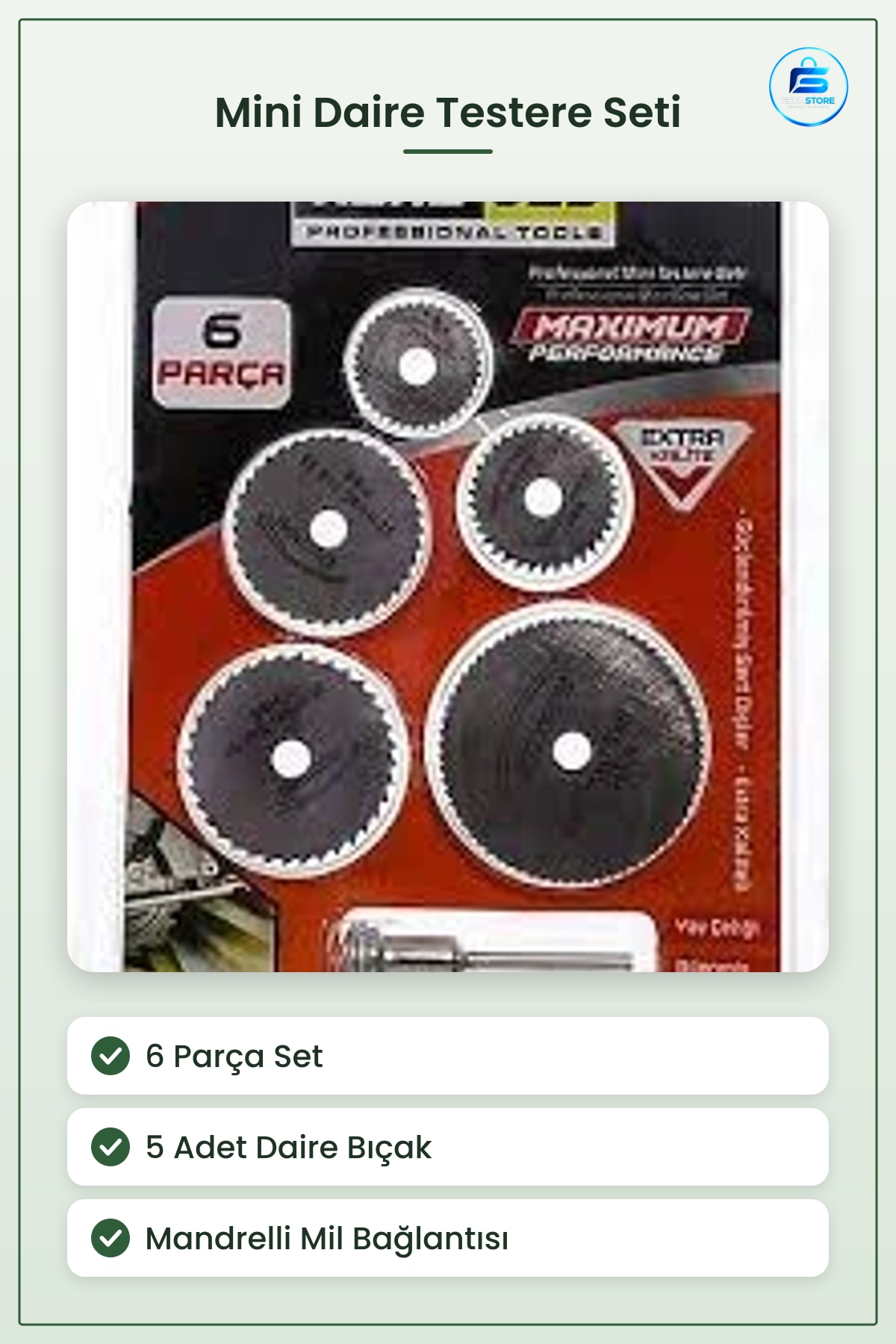 Daire Testere Bıçakları 6 Parça Pro Mini Set Mandrelli Küçük Kesim İşleri İçin Hobi Bahçe