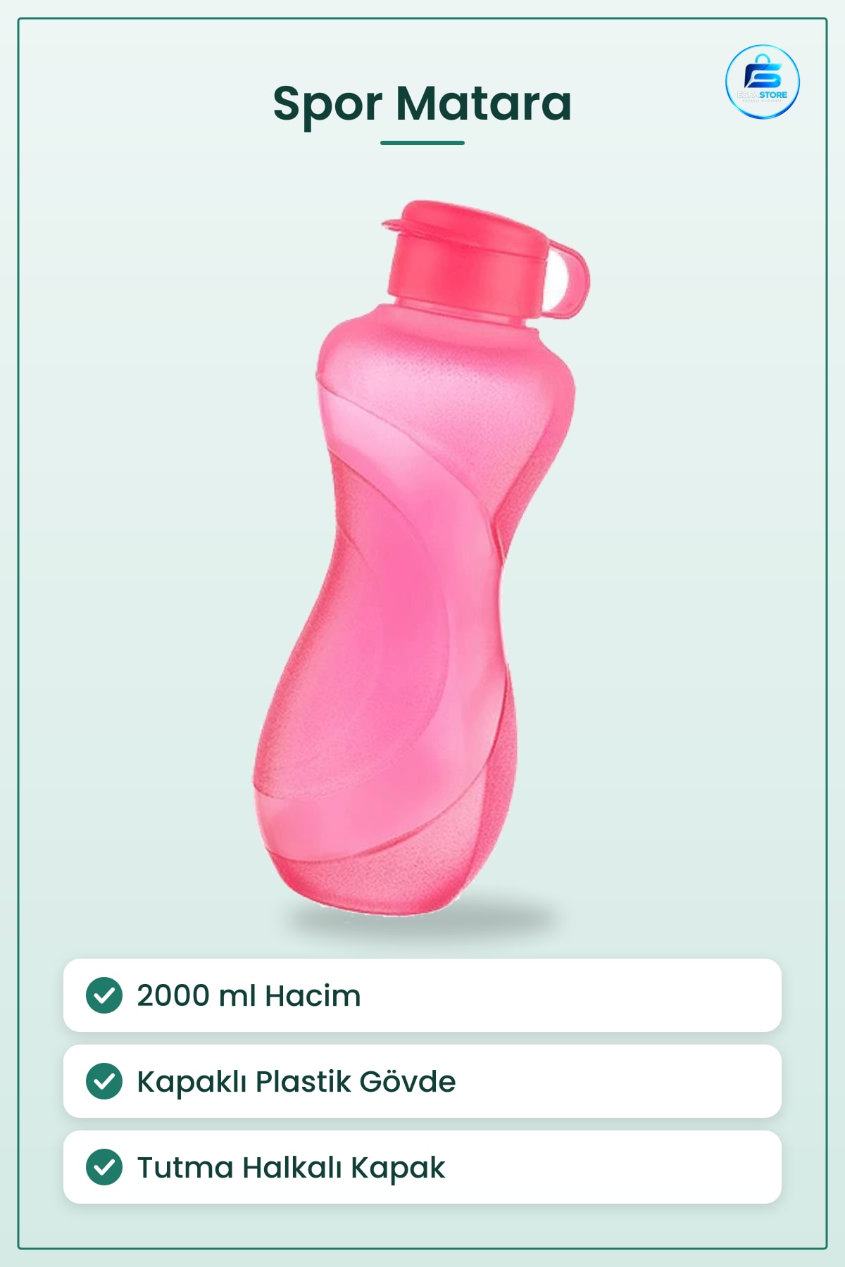 Spor Matara 2000 ml Kapaklı Plastik Taşınabilir Su Şişesi Günlük Kullanım Okul İş Seyahat
