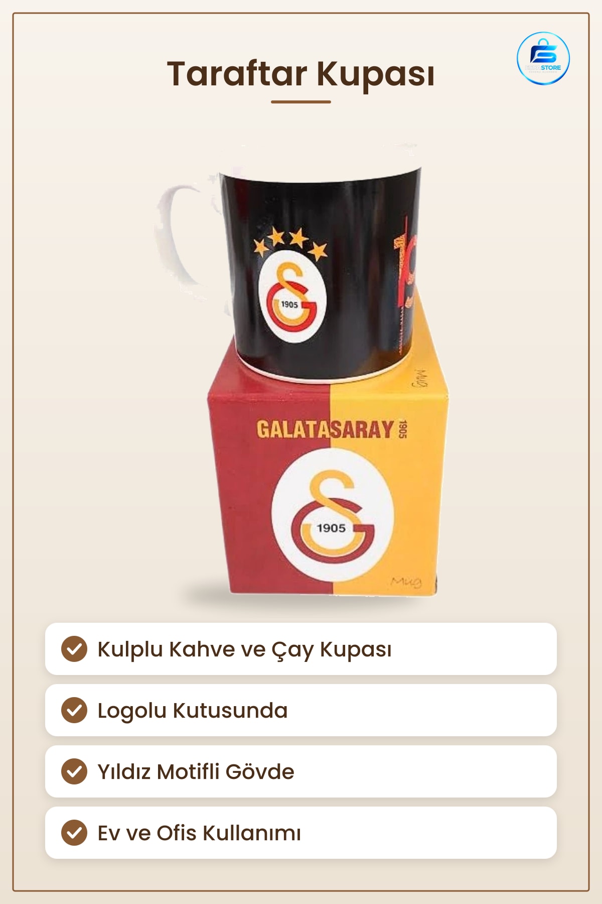 Taraftar Kupa Galatasaray Kahve Çay Hediyelik Ofis Mutfak Bardak Kulplu Ev Kullanımı Sofra