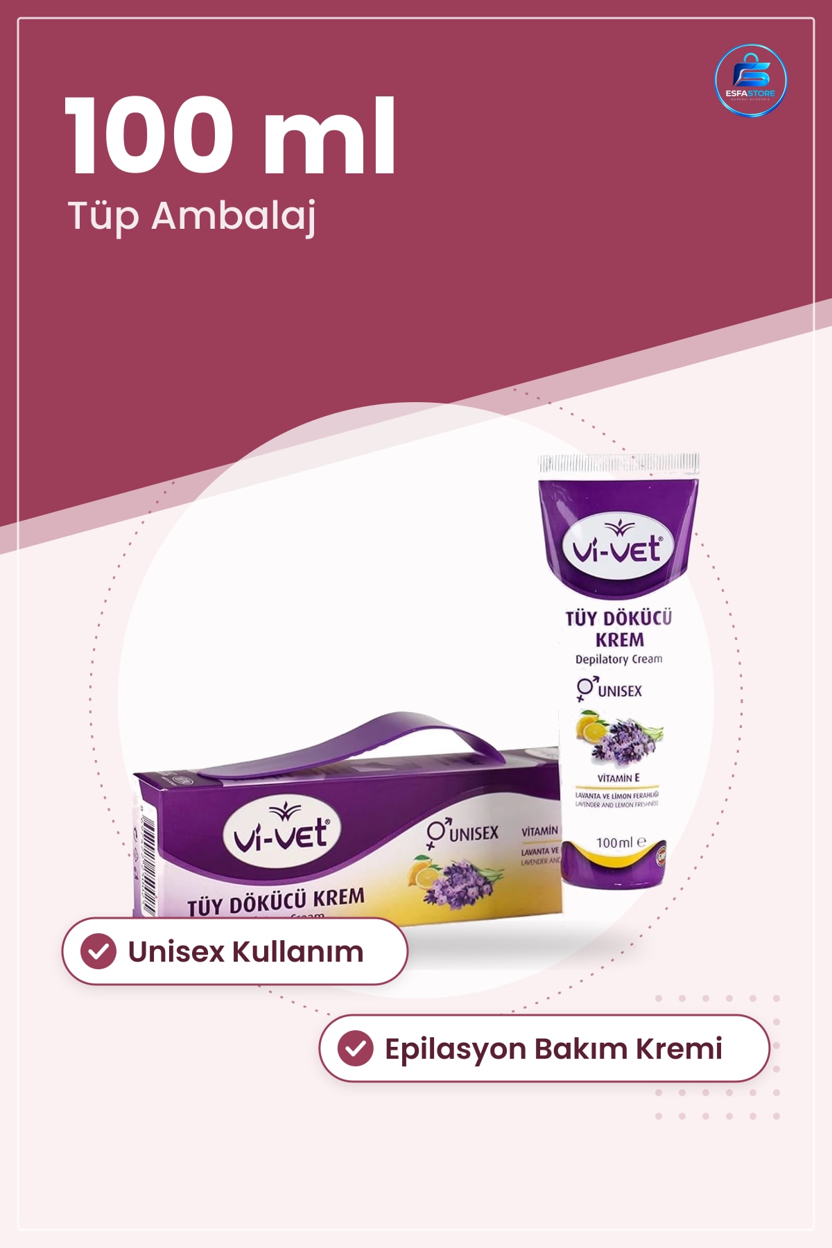 Tüy Dökücü Krem 100 ml Unisex Epilasyon Bakım Kremi Tüp Ambalaj Kadın ve Erkek Kullanışlı