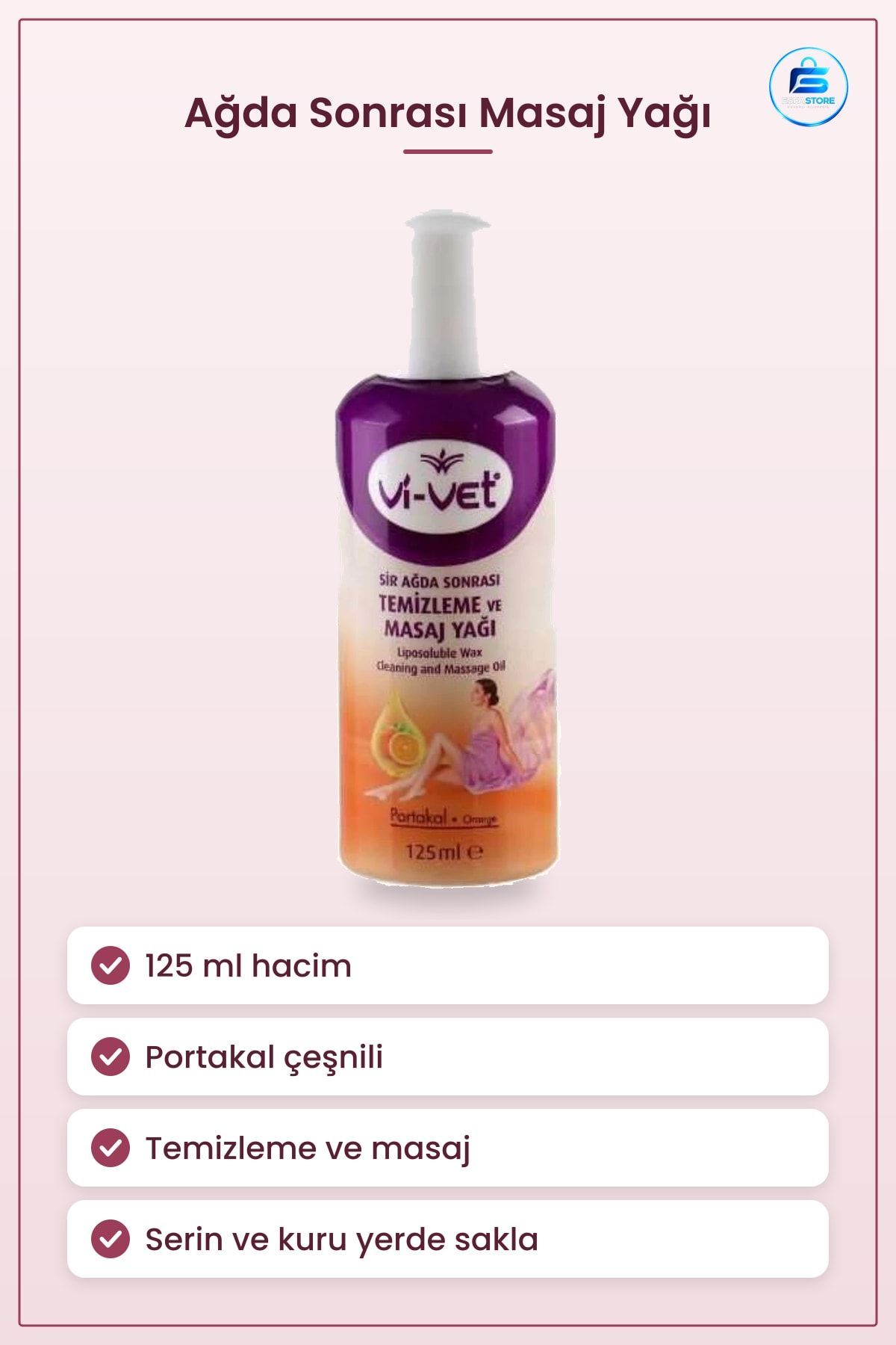 Portakal Ağda Sonrası Temizleme ve Masaj Yağı 125 ml Vücut Kremi Kişisel Cilt Bakımı