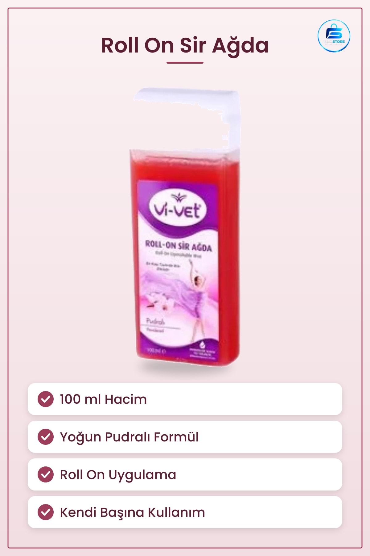 Roll On Sir Ağda 100 ml Yoğun Pudralı Tüy Dökücü Epilasyon Kartuşu Pratik Uygulama