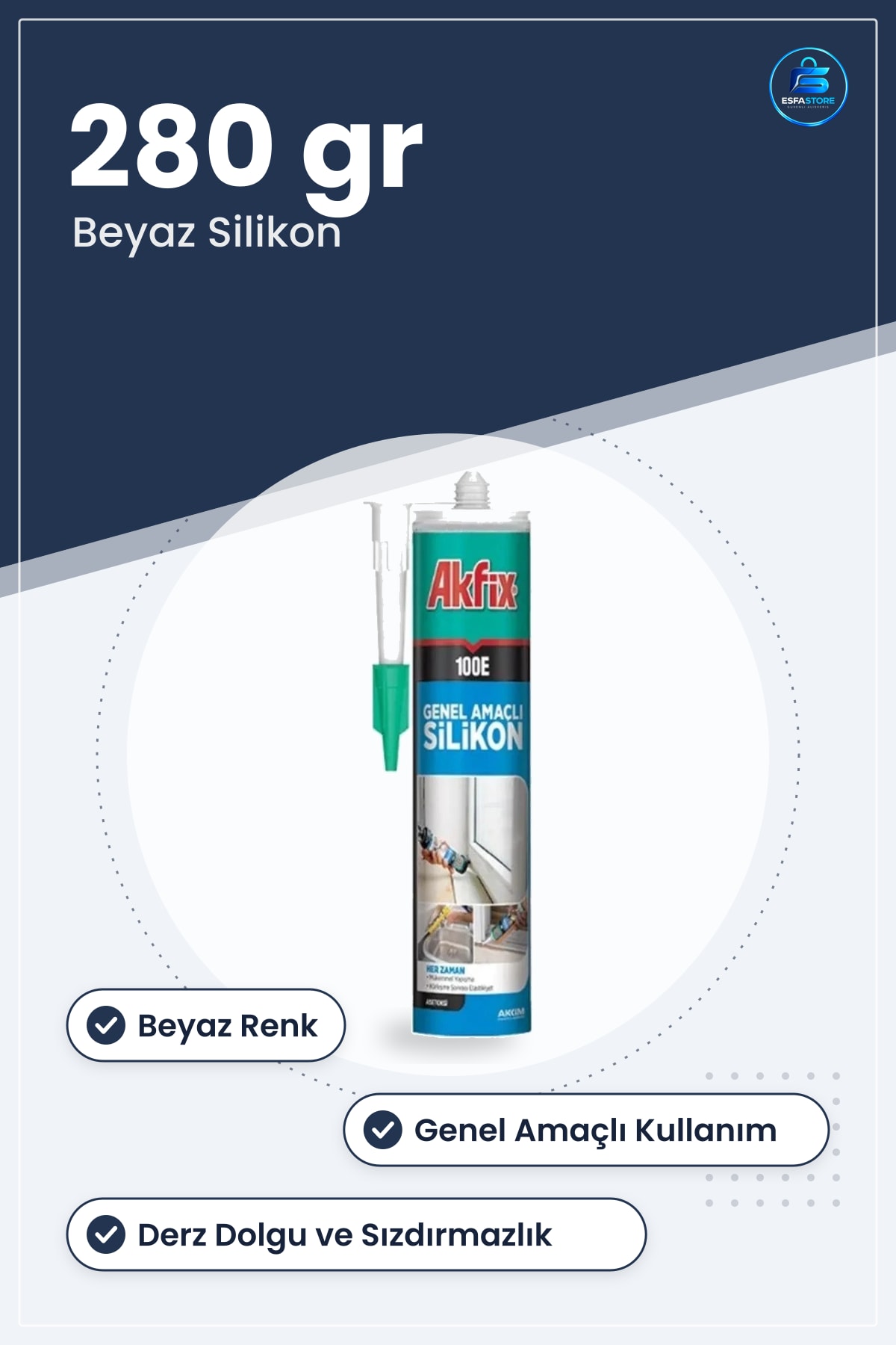 Silikon 280 gr Beyaz Genel Amaçlı Banyo Mutfak Derz Dolgu Sızdırmazlık Hırdavat Yapıştırıcı