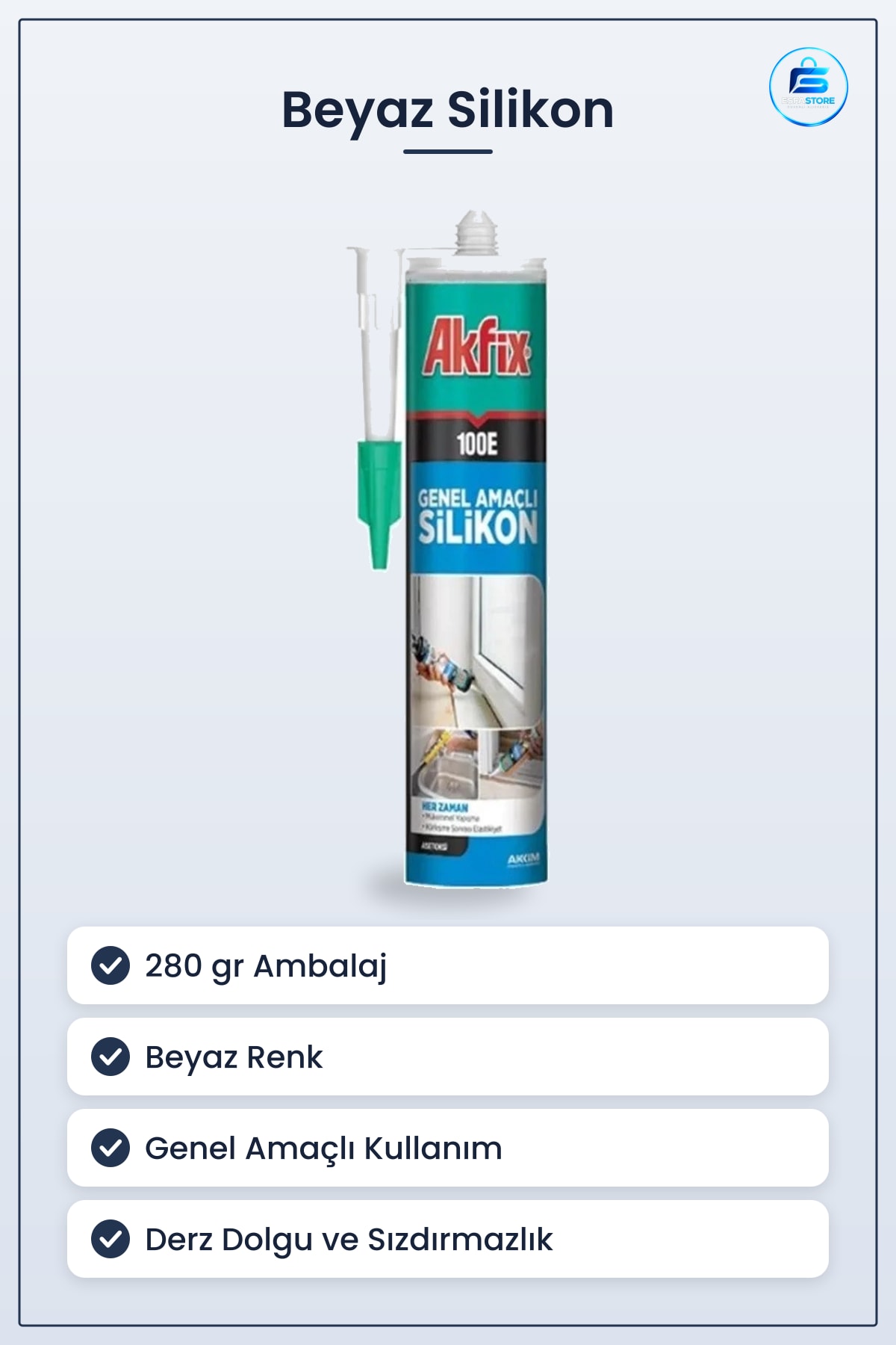 Silikon 280 gr Beyaz Genel Amaçlı Banyo Mutfak Derz Dolgu Sızdırmazlık Hırdavat Yapıştırıcı