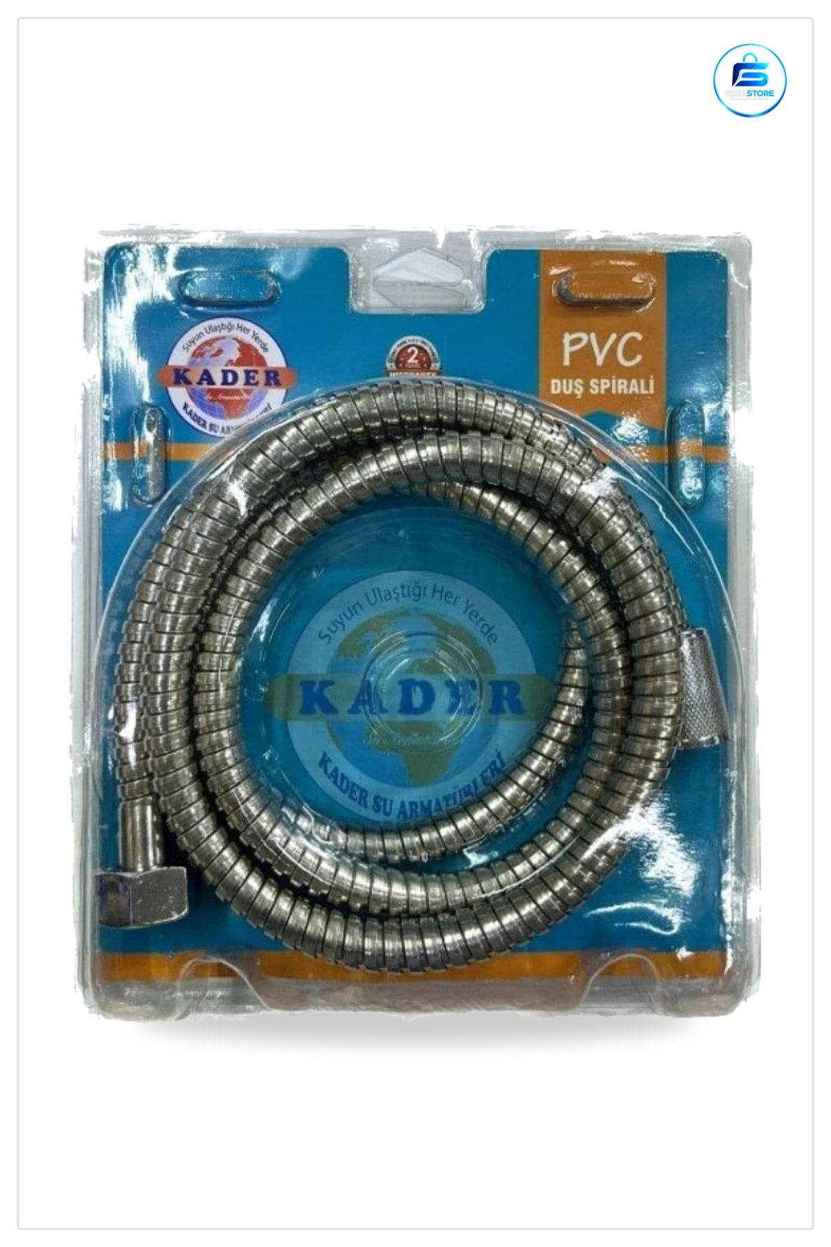 Vakumlu Duş Hortumu Banyo Tesisatı Spiral PVC Esnek Metalik Görünümlü Kolay Kullanım