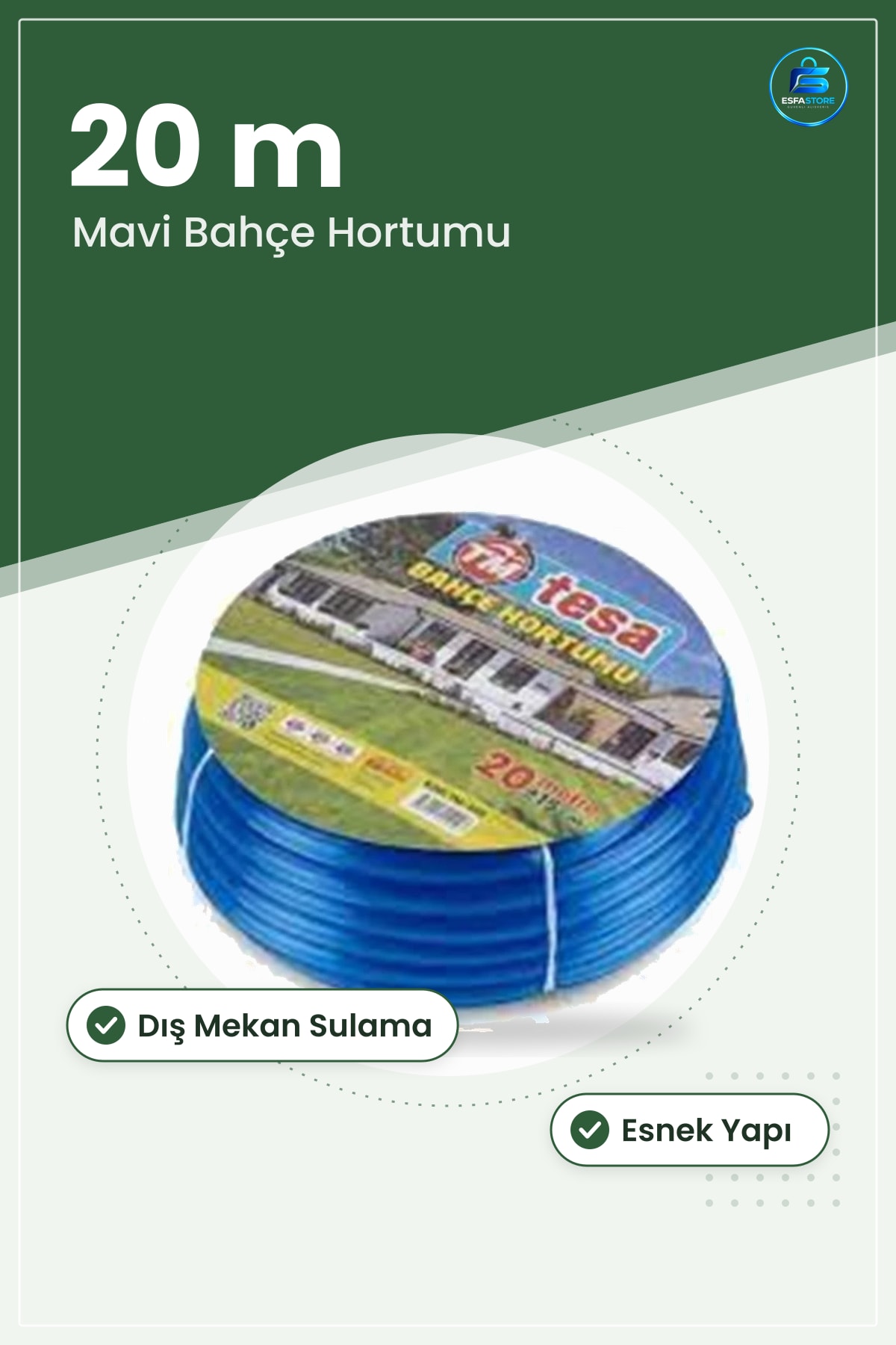 Mavi Bahçe Hortumu 20 m Dış Mekan Sulama Hortum ve Toplama Ürünleri Ev Kullanımı Esnek