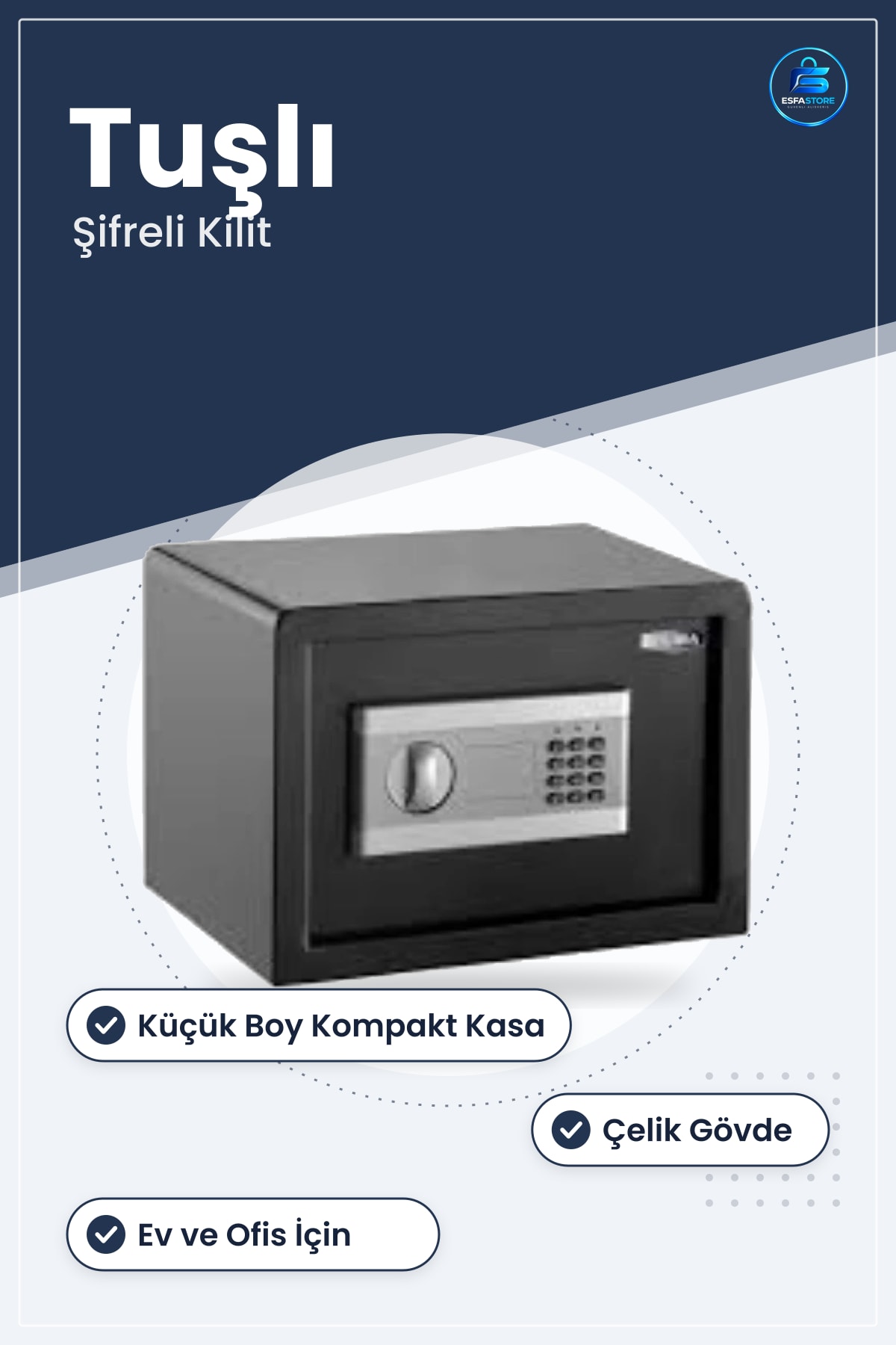 Şifreli Çelik Para Kasası Küçük Boy Tuşlu Kilit Ev Ofis Kişisel Eşya Saklama Güvenlik