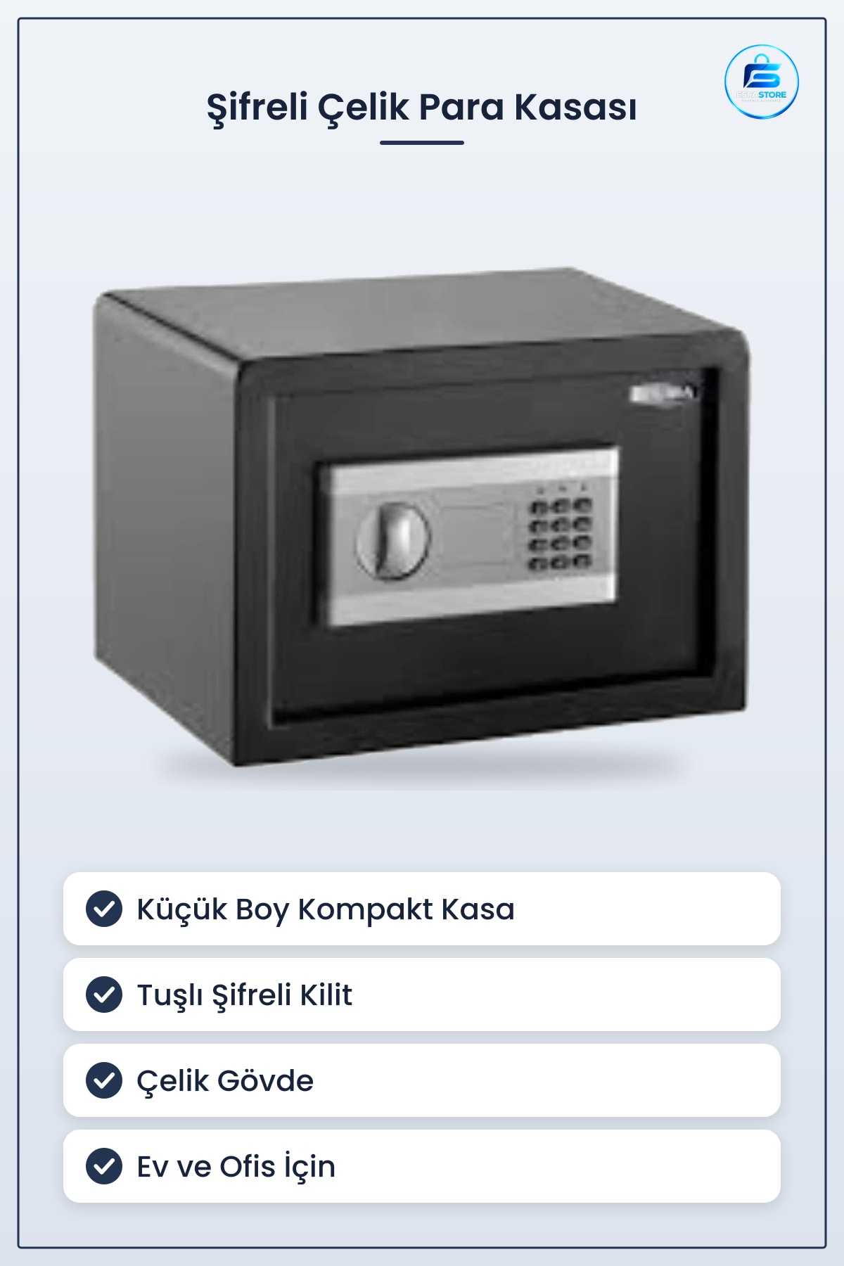 Şifreli Çelik Para Kasası Küçük Boy Tuşlu Kilit Ev Ofis Kişisel Eşya Saklama Güvenlik