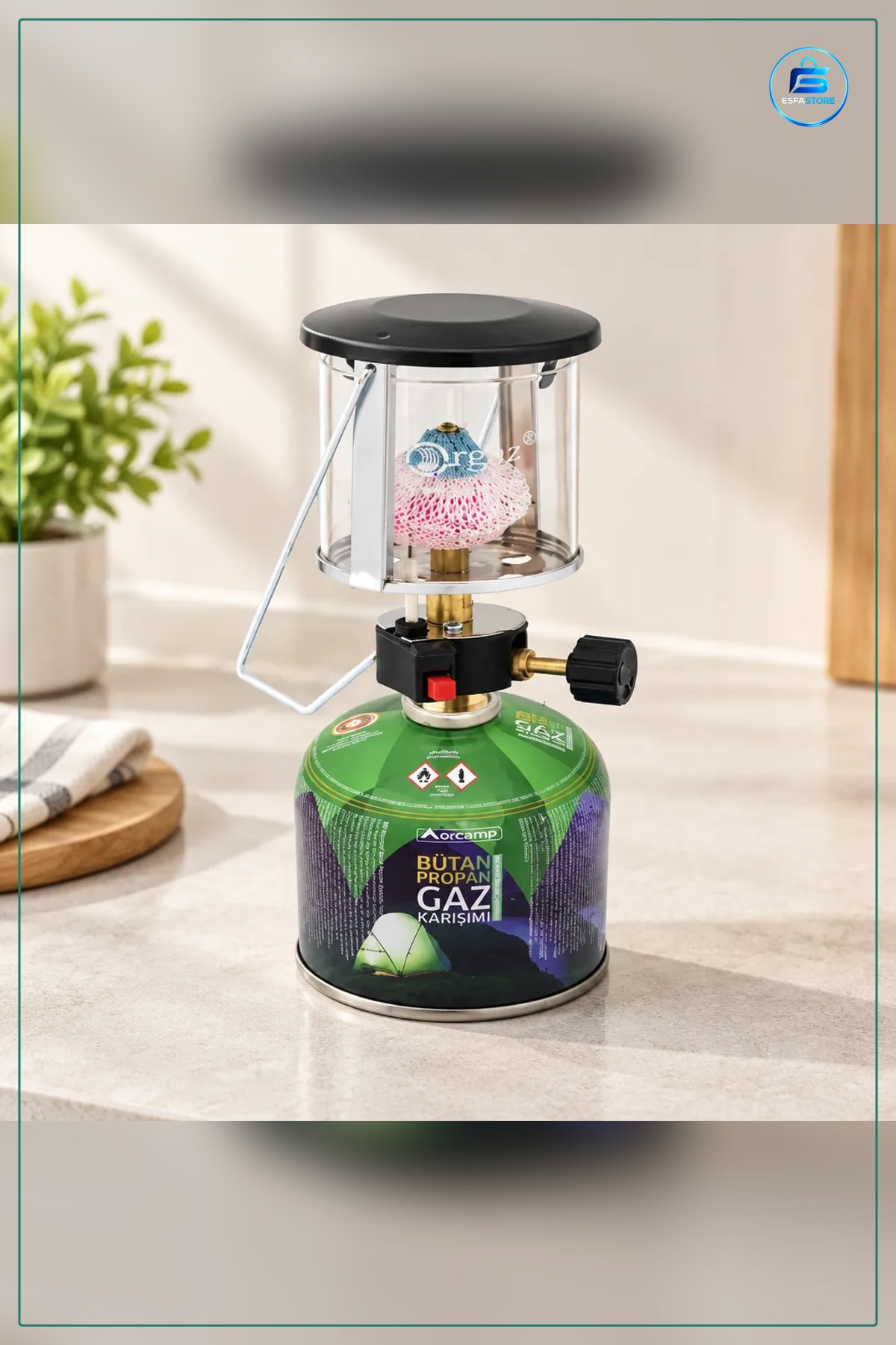Gazlı Kamp Lambası Çakmak Sibop Kart Lamba 230 gr Taşınabilir Piknik Aydınlatma Feneri Outdoor
