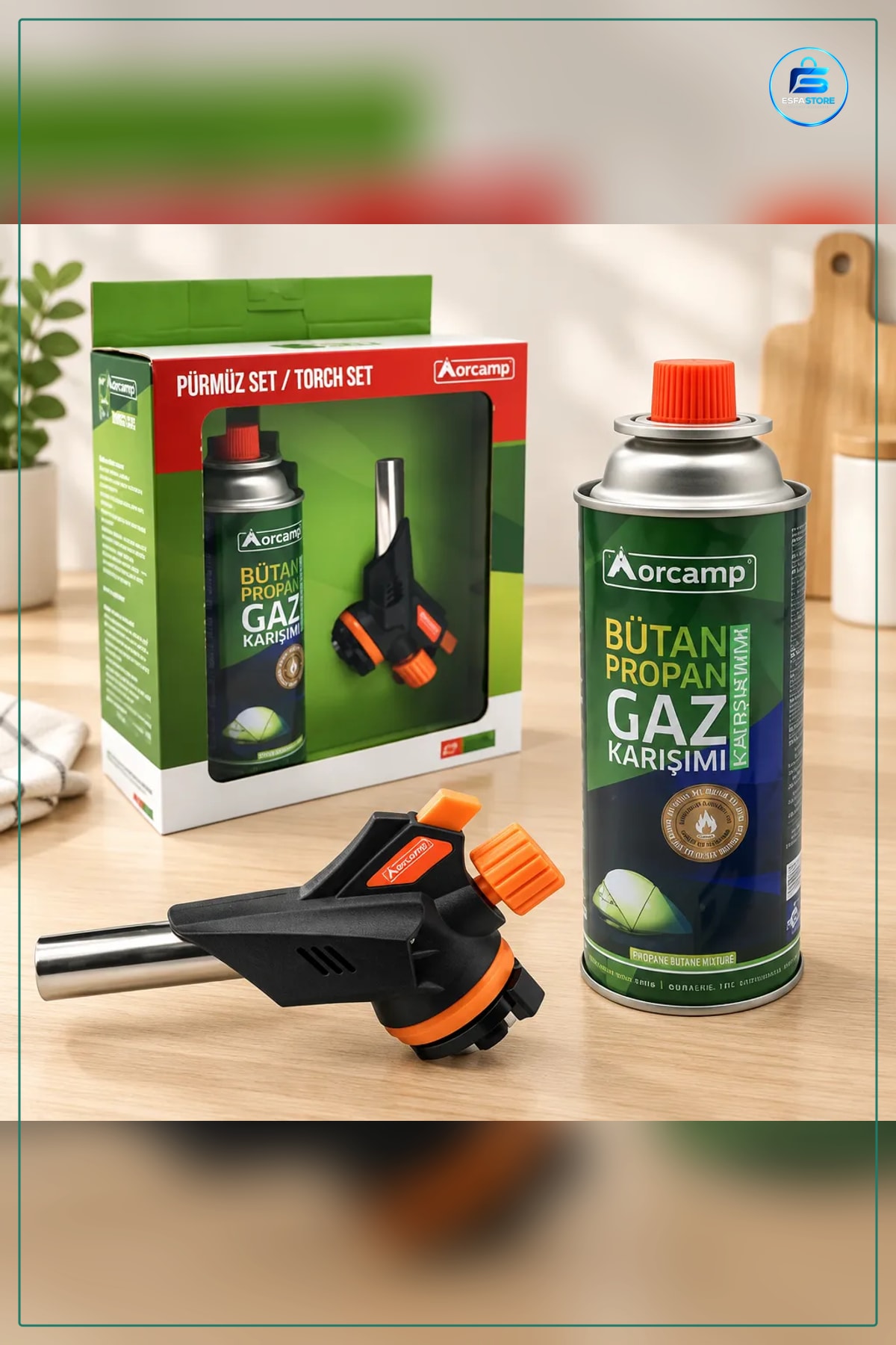 Kamp Çakmağı Çakmaklı Kartuş Pürmüz Seti Bütan Propan Gaz Karışımı Ateşleme Mekanizmalı Pratik